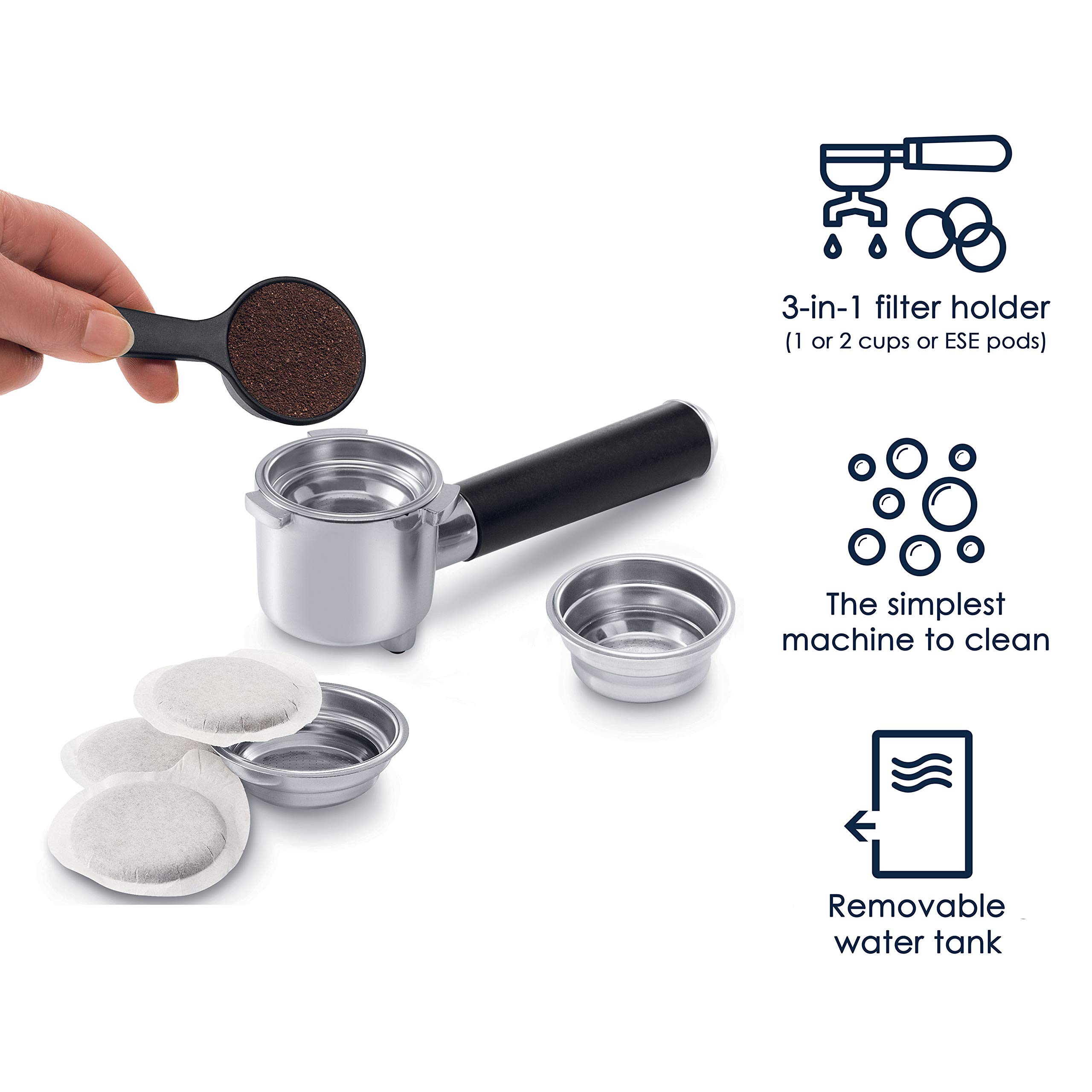 15 Bar Stainless Steel Slim Espresso & Cappuccino Machine