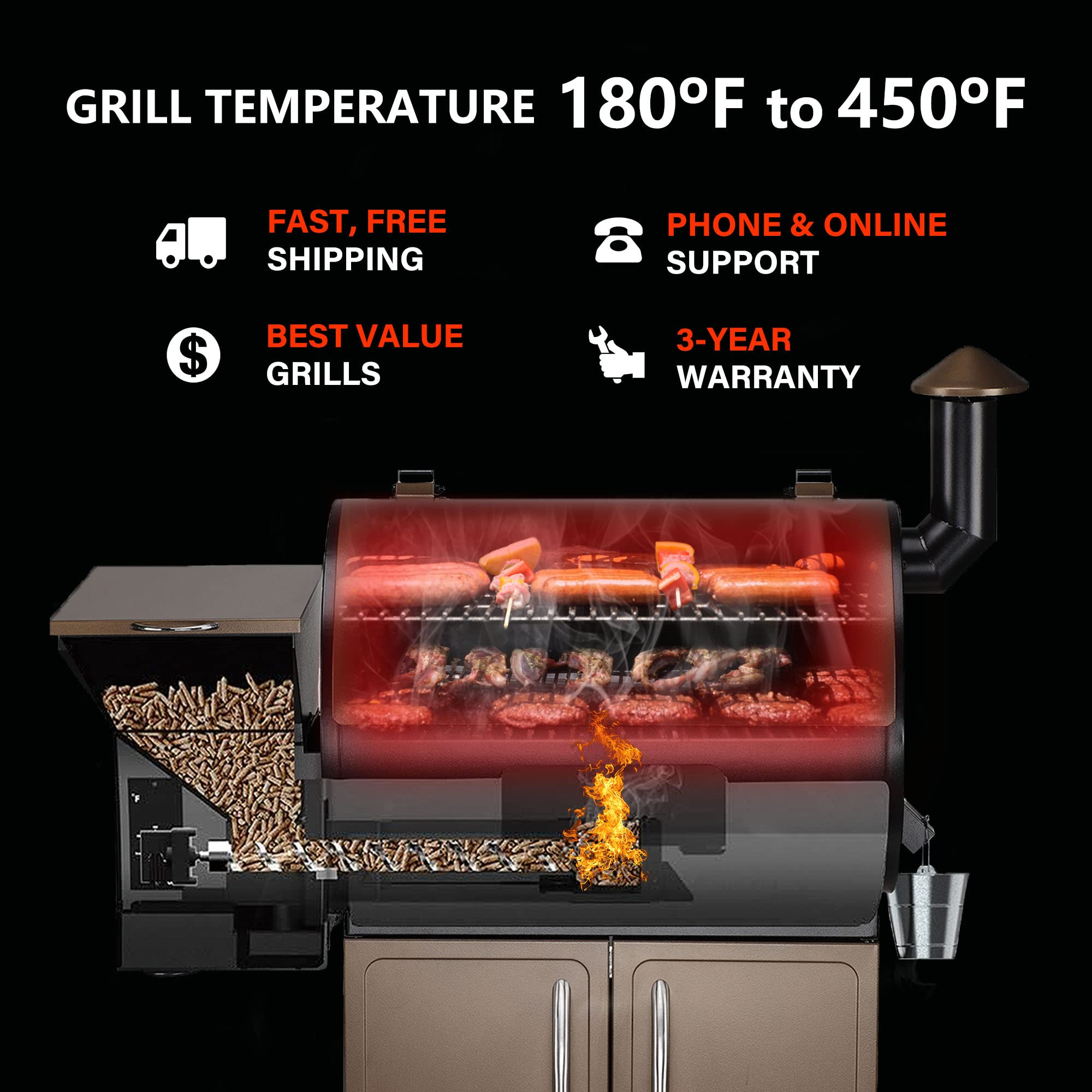 Wood Pellet Grill Smoker with Digital Controls