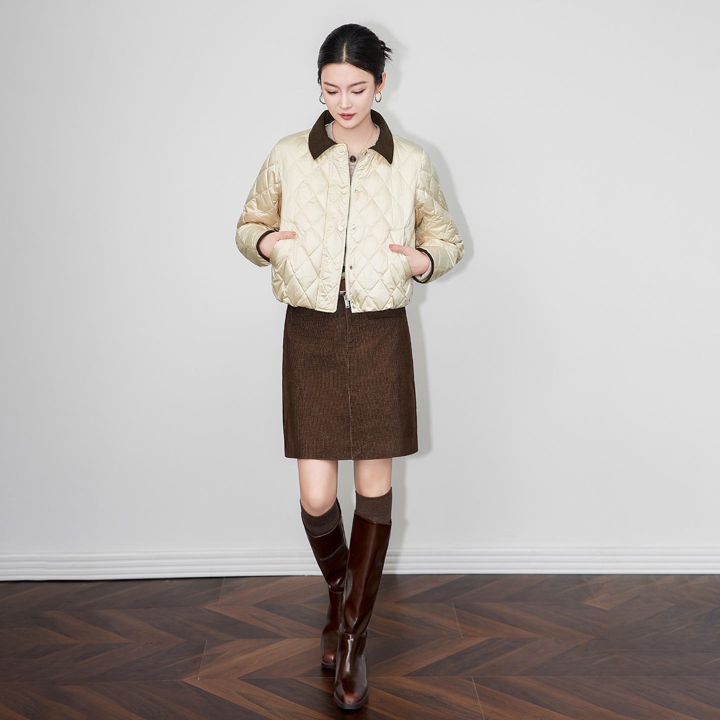 Warm Cotton Jaet Single Button Simple Design Autumn Winter New Women's Outerwear