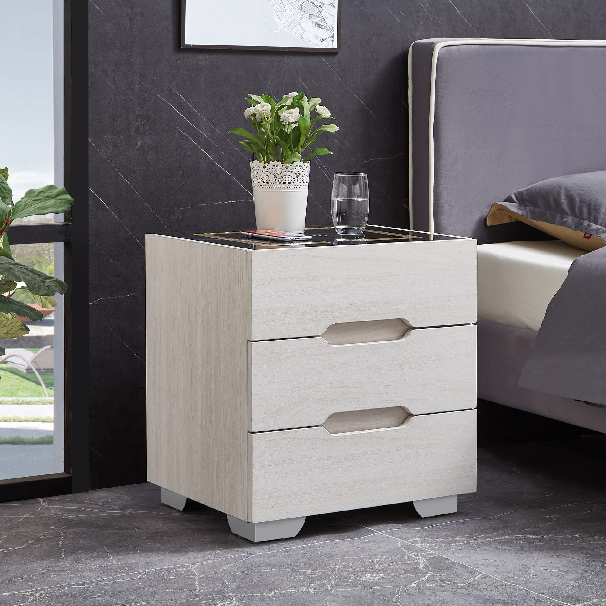 Nightstands Wireless Charging Station and LED Lights