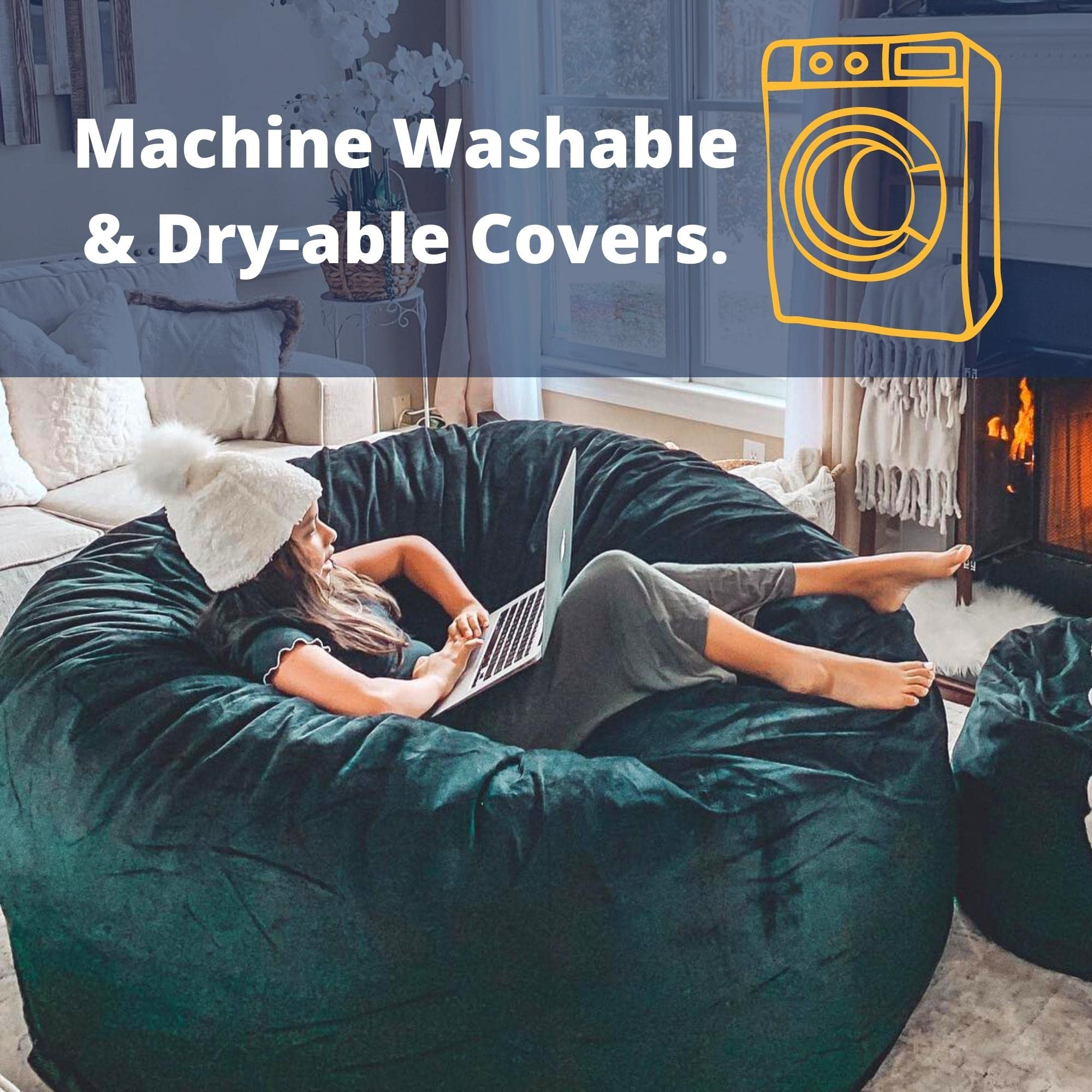 6000 Bean Bag Chair withFootstool: Giant Foam-Filled Furniture
