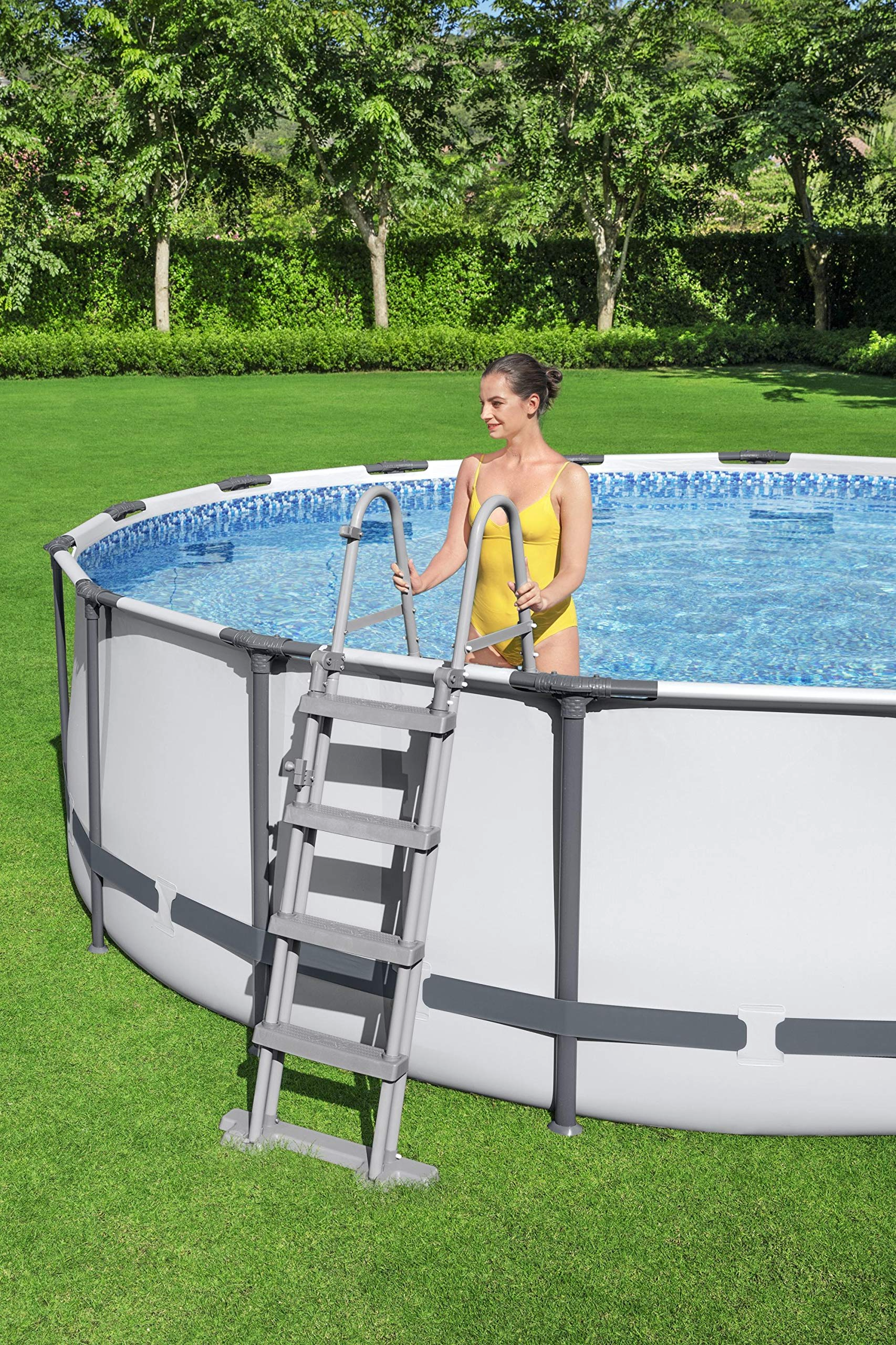 Steel Pro Max Round Frame Swimming Pool with Filter Pump, Grey