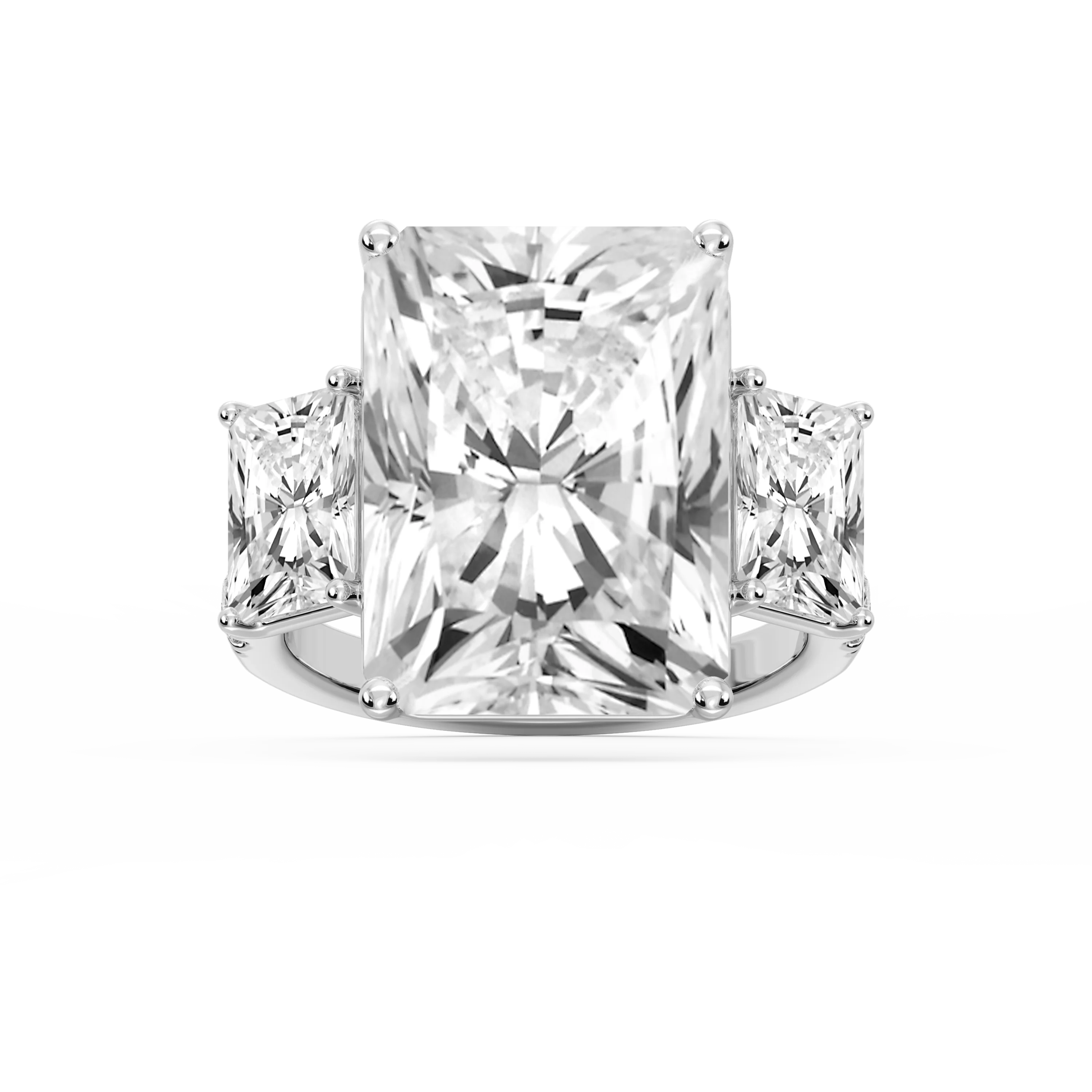 Kelly 19 ¼ ctw Radiant Lab Grown Diamond Pave Three Stone Engagement Ring - Signature Collection