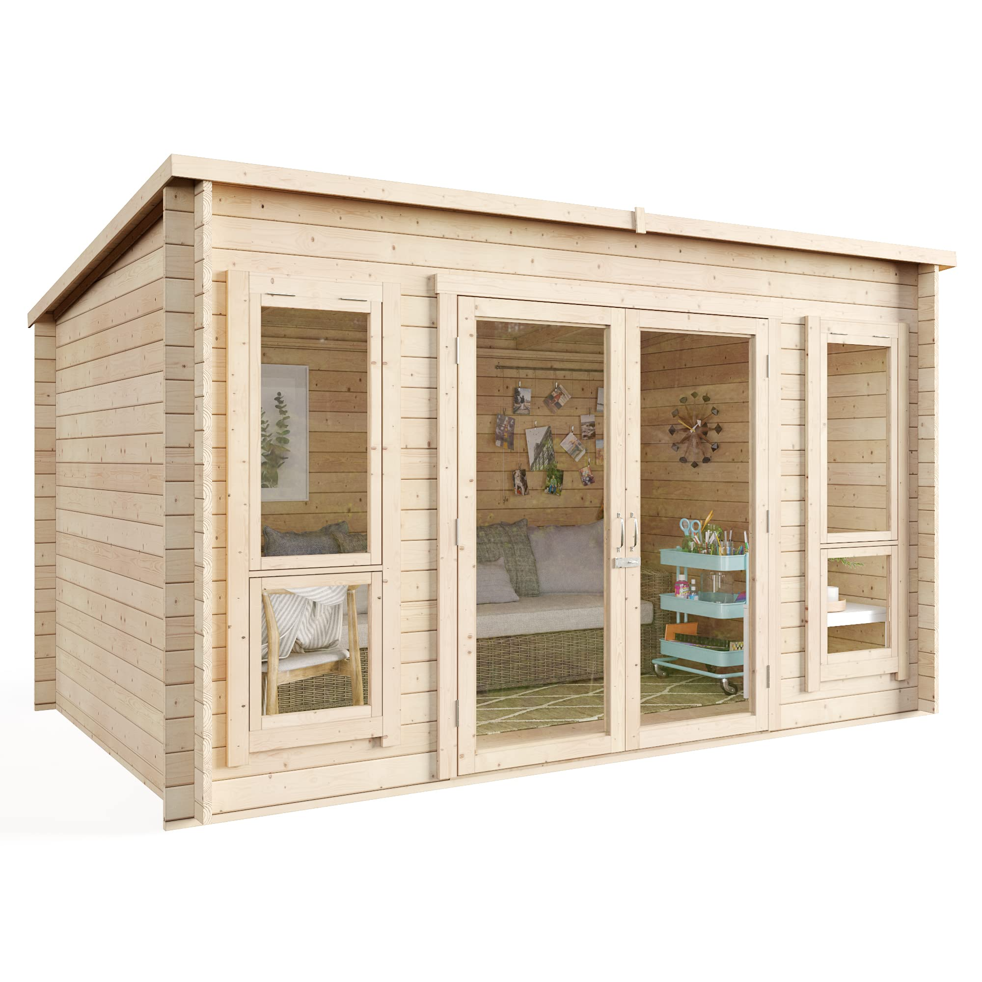 12x8 Log Cabin Summerhouse Garden Office Studio Modern Pent