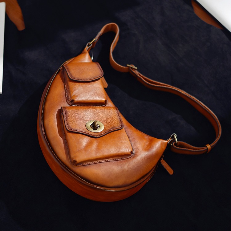 Crescent Leather Sling Bag