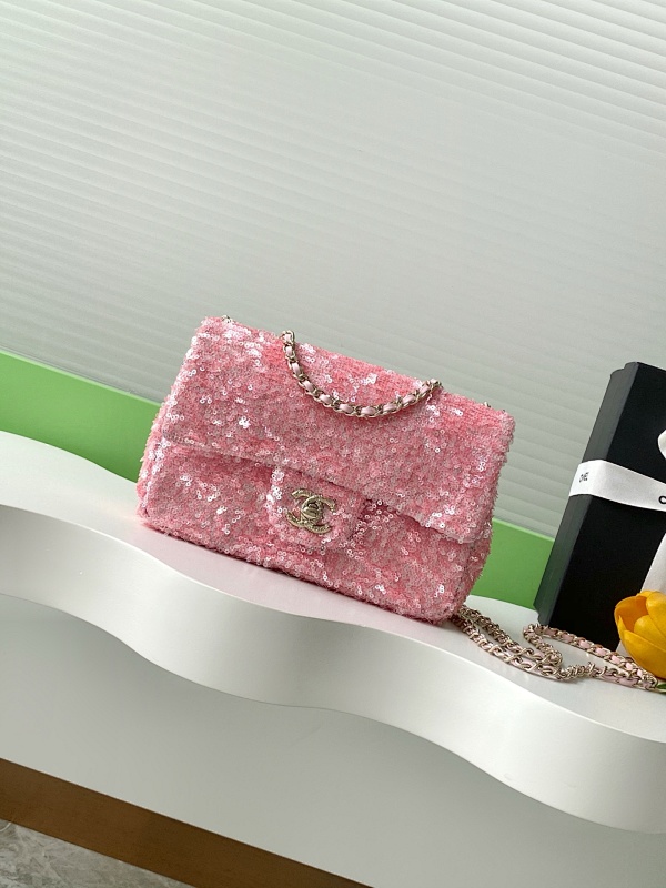 Chanel Sequin Flap Bag Pink