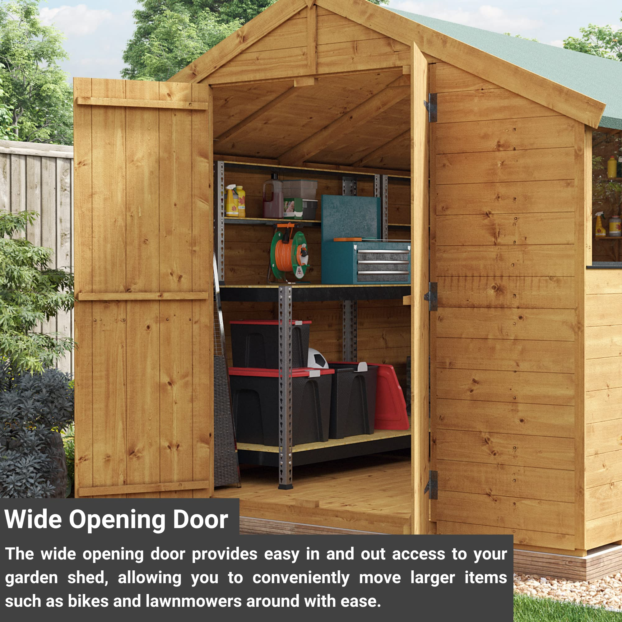 Garden Shed with Floor | Wooden Garden Storage Shed with Apex