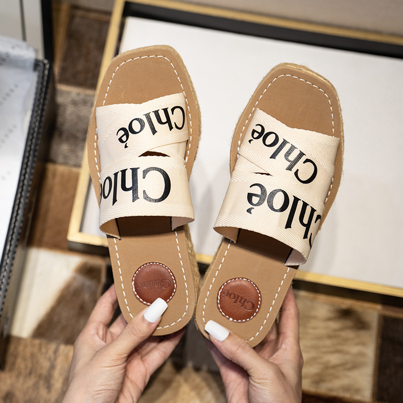 Chloe Logo Espadrille Wedge Sandals