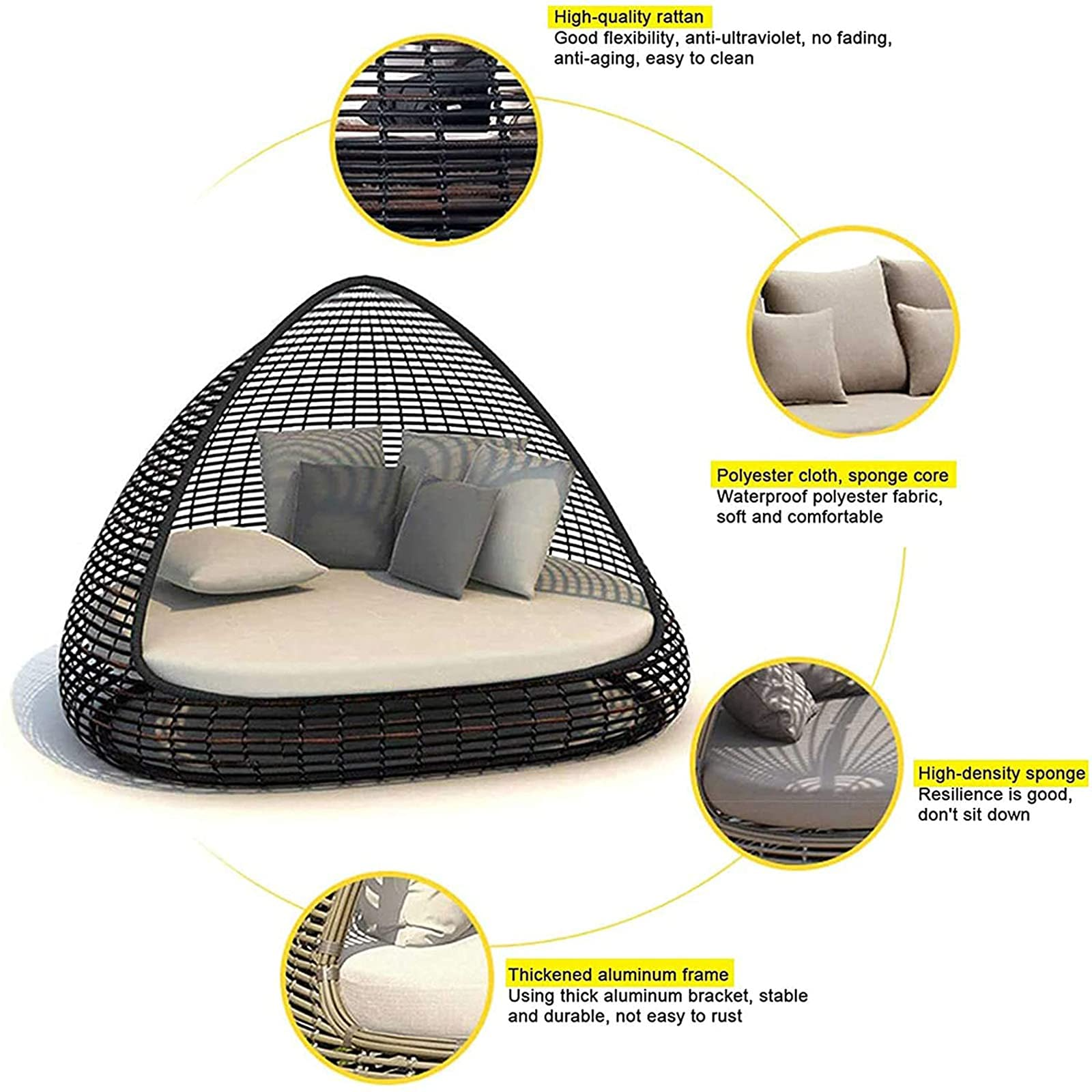 Creative Bird's Nest Patio Daybed Furniture