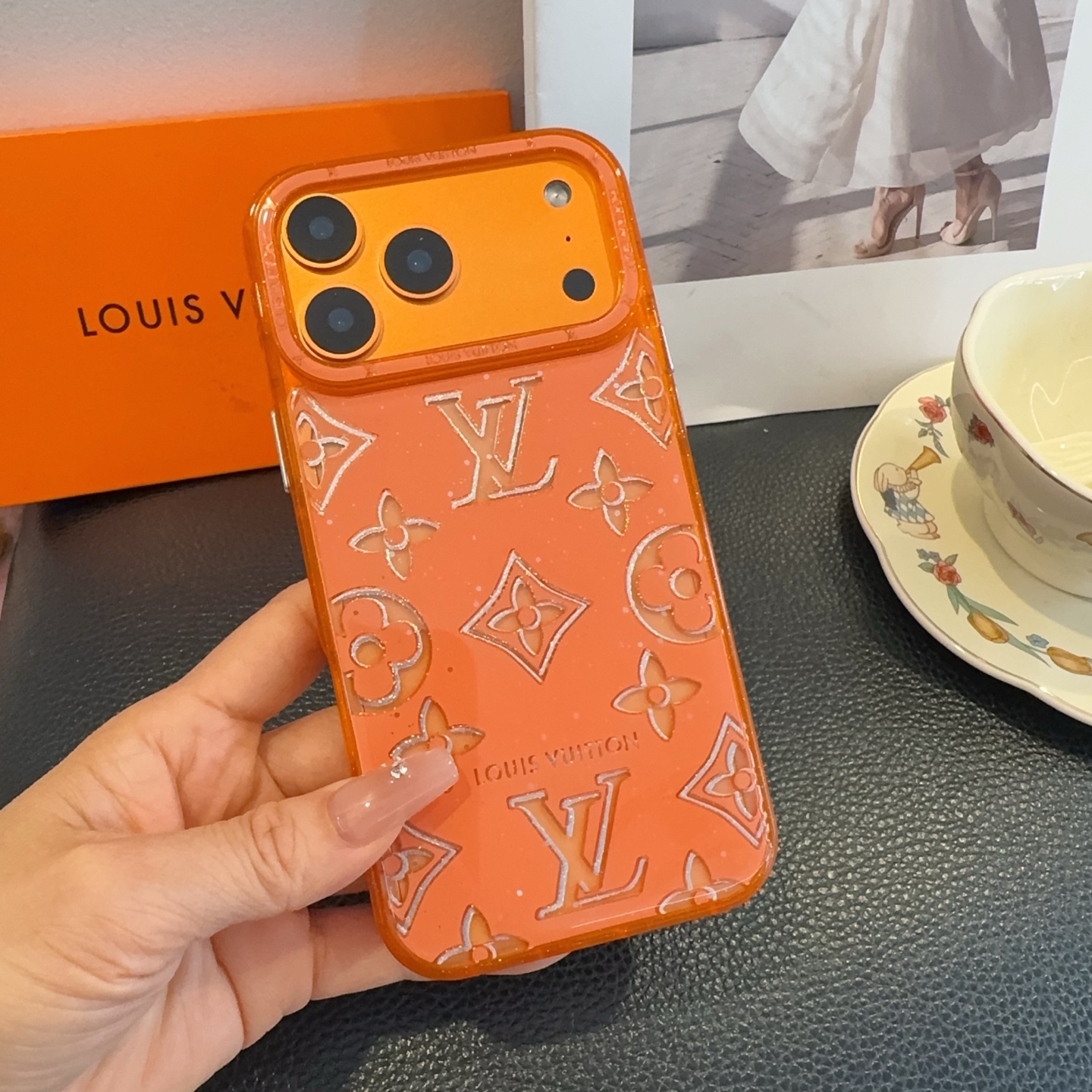 Louis Vuitton Transparent Glitter Monogram Electroplated Luxury Shockproof Phone Case