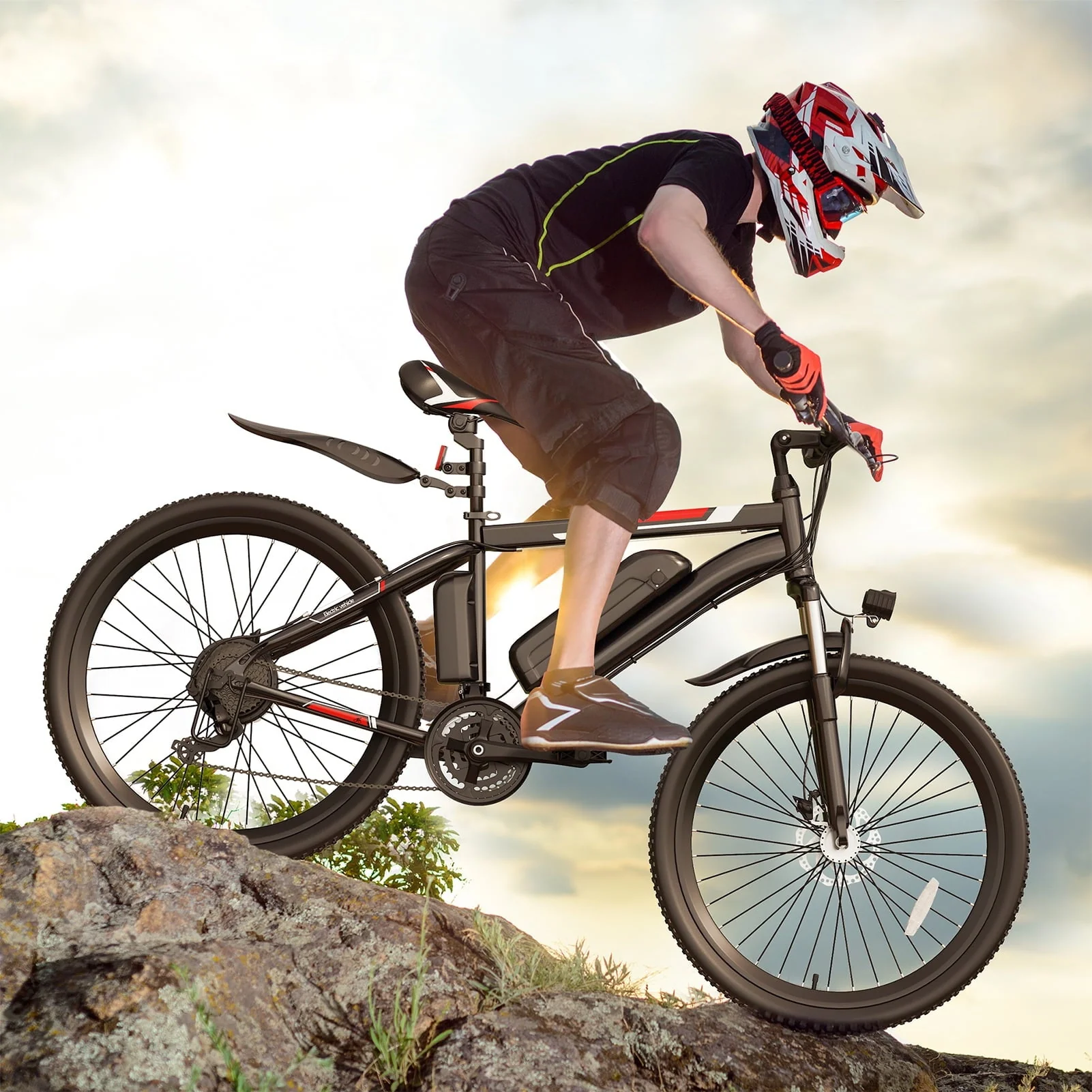 Elifine 26in Electric Mountain Bike, 500W, 48V 7.8Ah