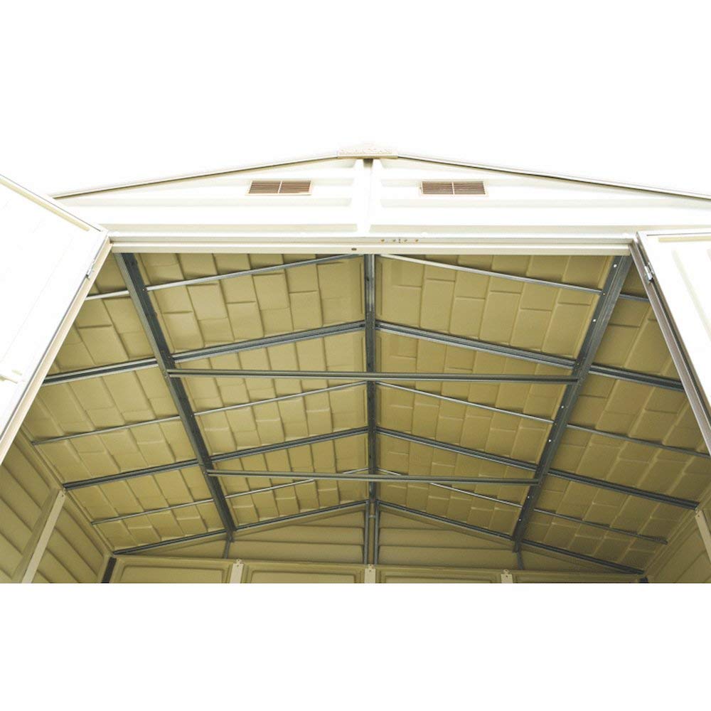 10x8 Feet V2 Wood Side Vinyl Shed - Ivory/Brown