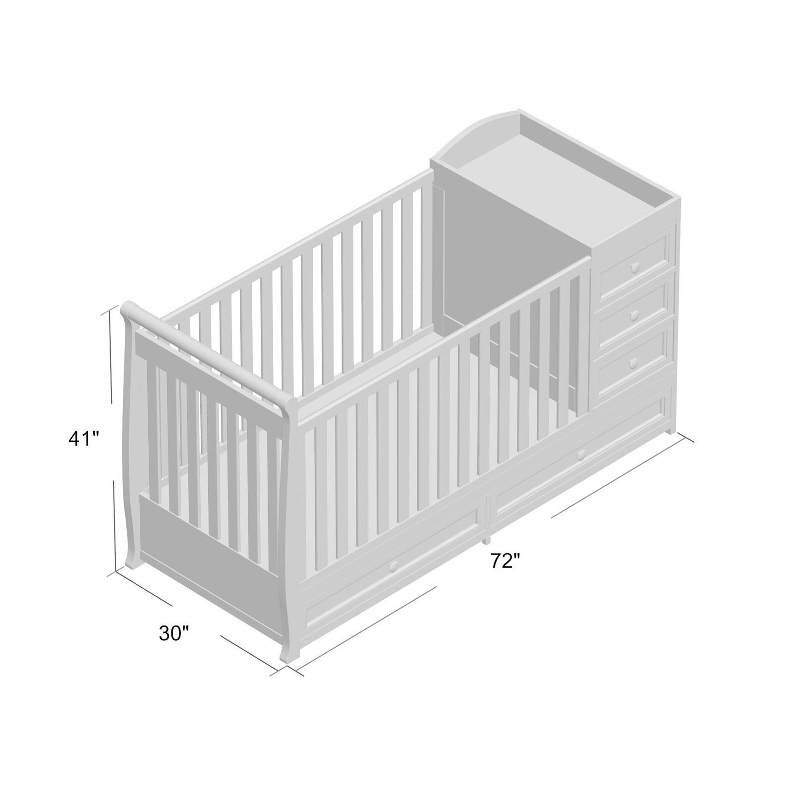 Brnaba 2-in-1 Convertible Crib and Changer