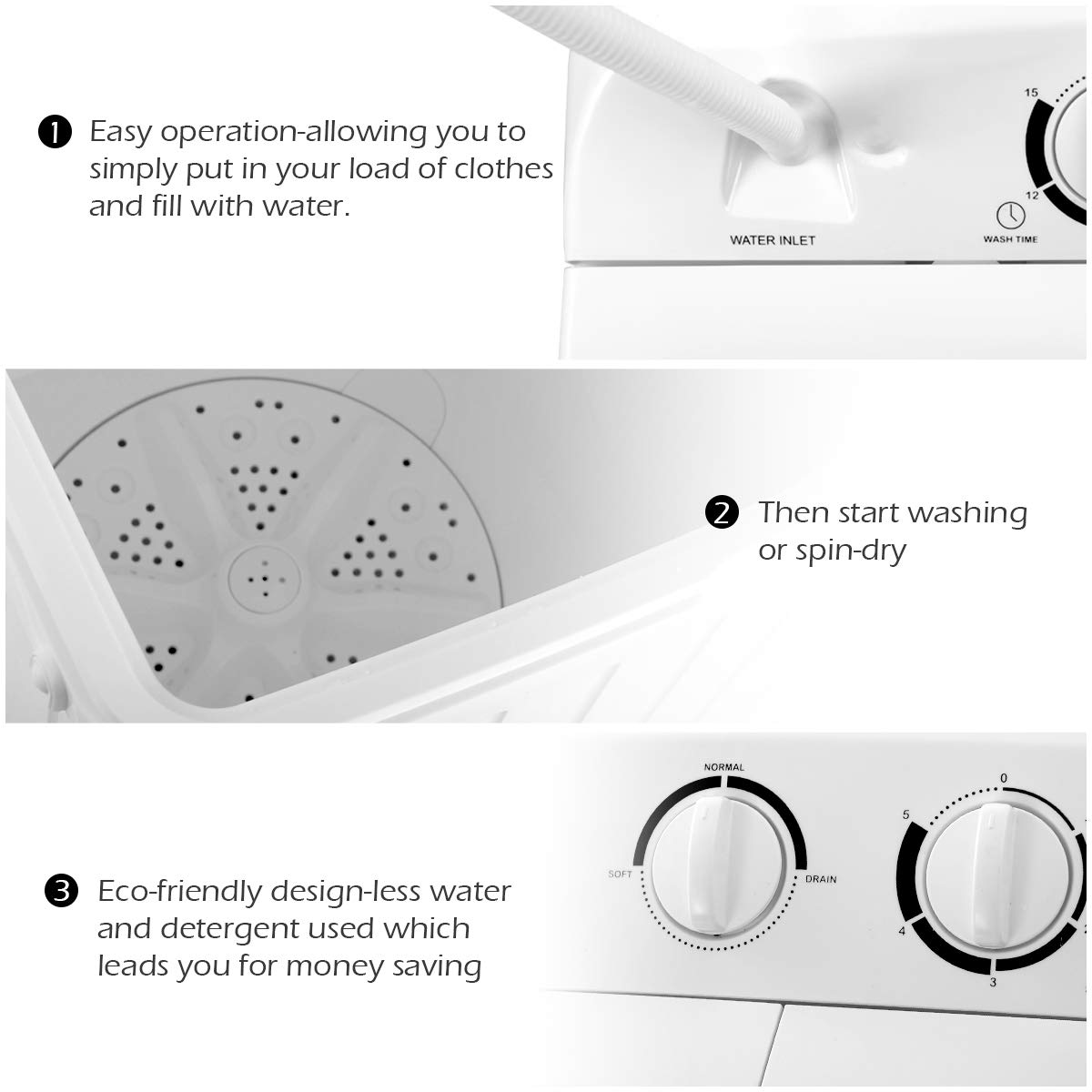 Giantex Mini Compact Twin Tub Washing Machine 17.6lbs Washer