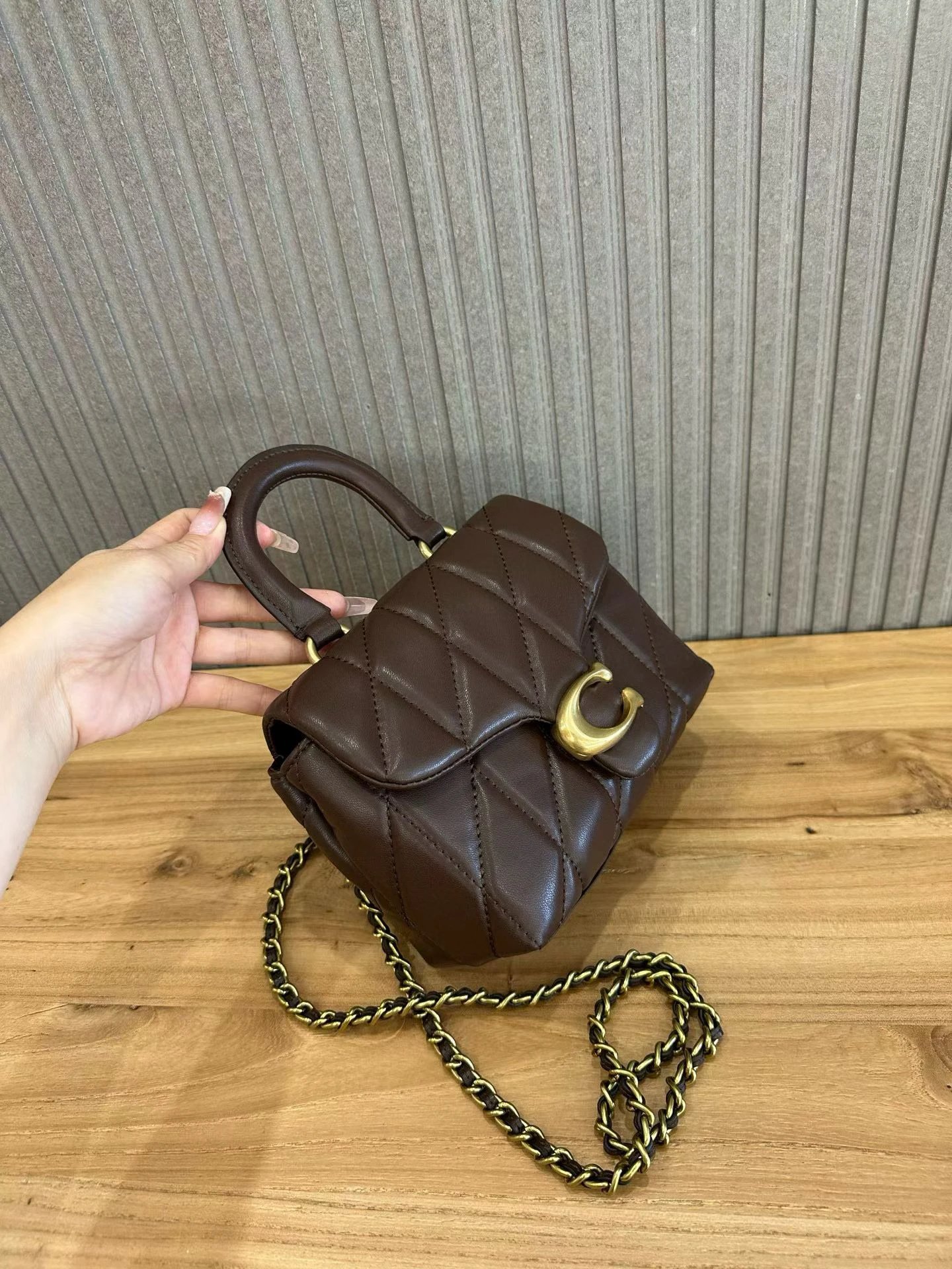 Coach Tabby 19 Leather Handbag Shoulder Bag Brown