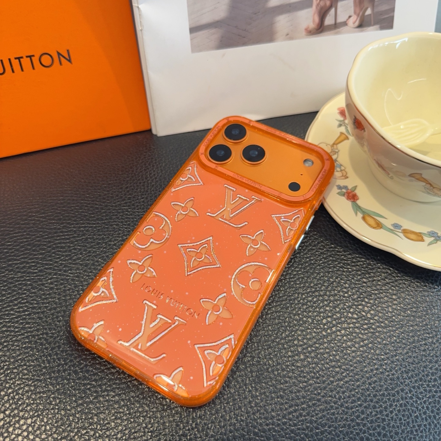 Louis Vuitton Transparent Glitter Monogram Electroplated Luxury Shockproof Phone Case