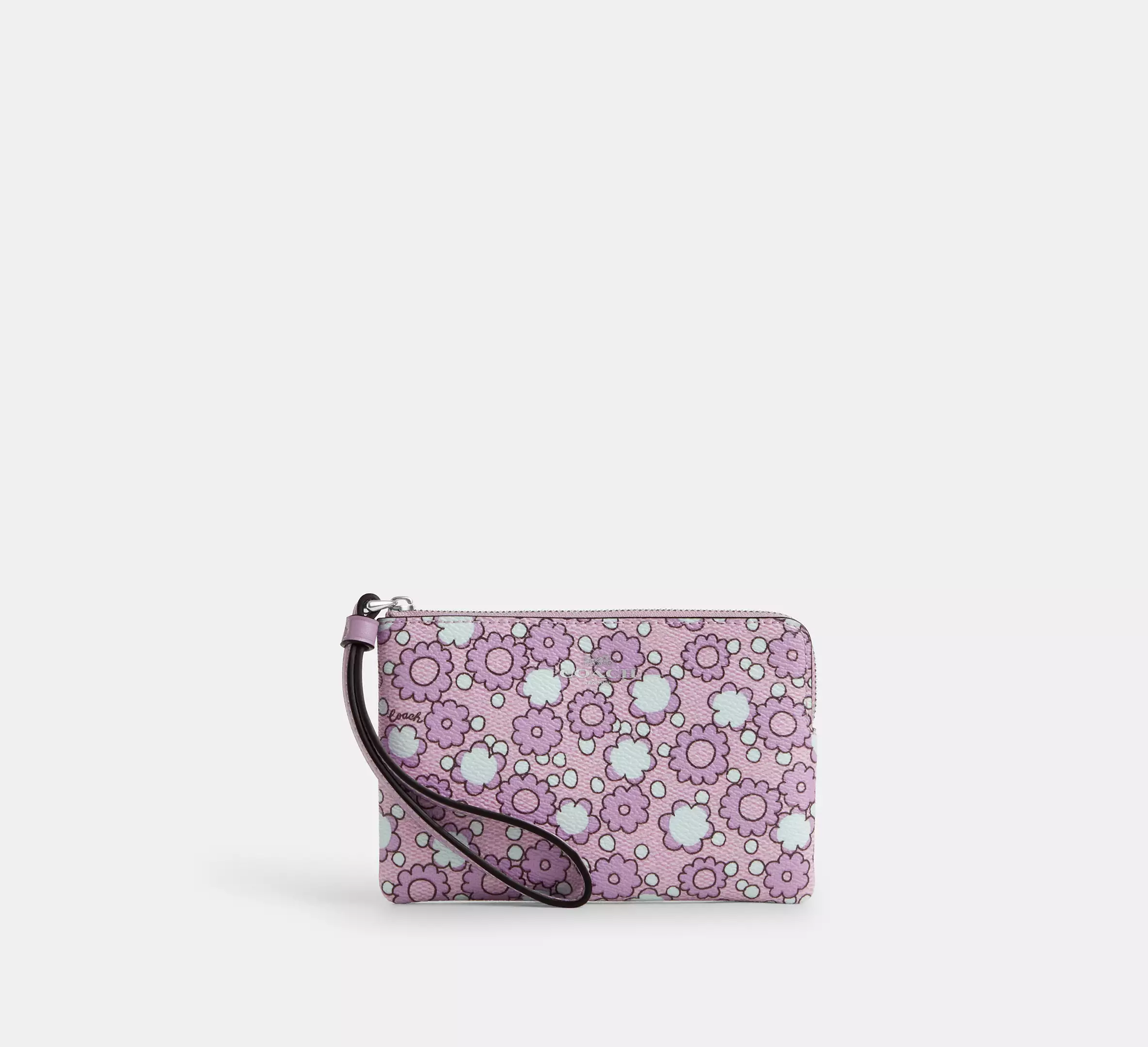 Corner Zip Wristlet With Floral Print