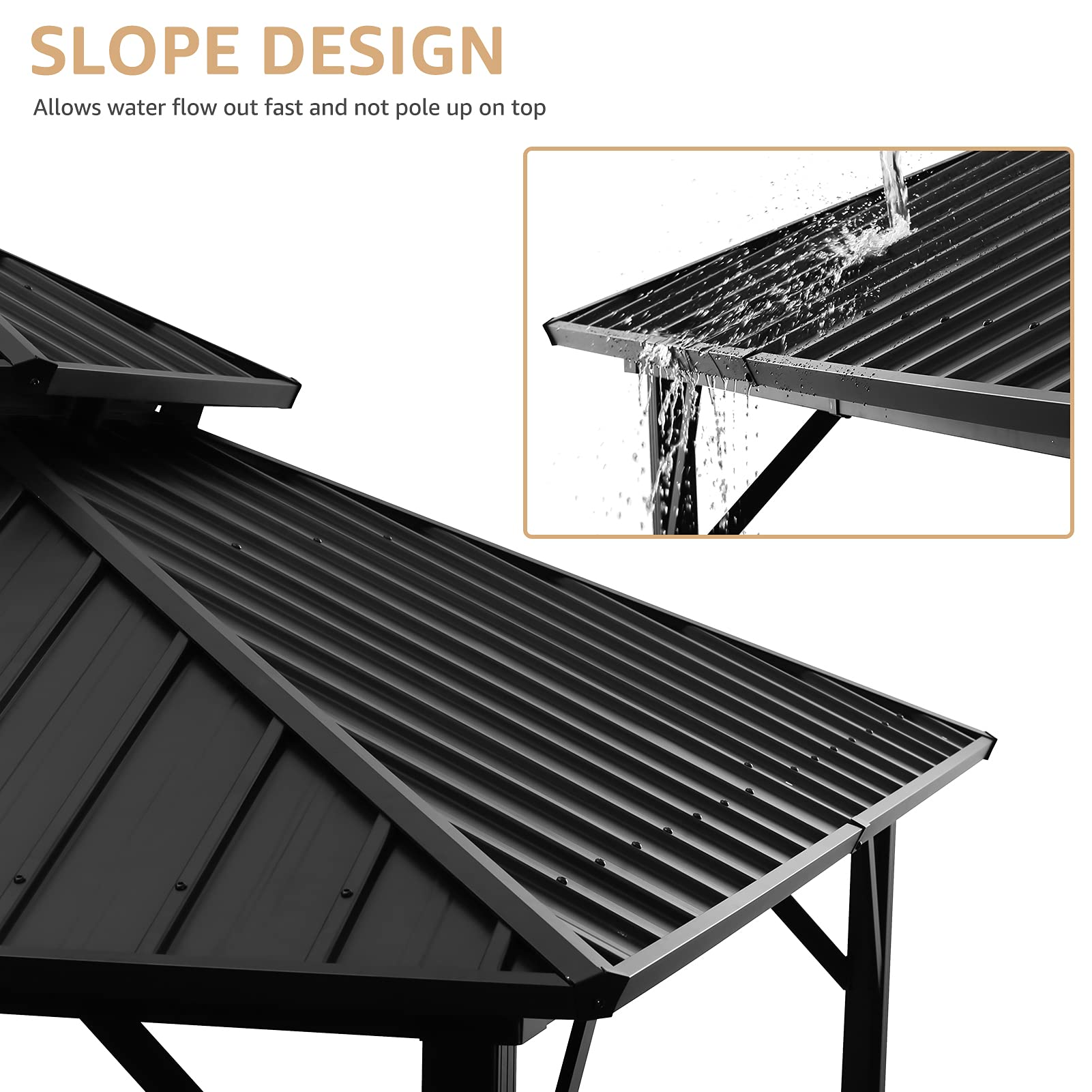 Outdoor Patio Hardtop Gazebo with Netting