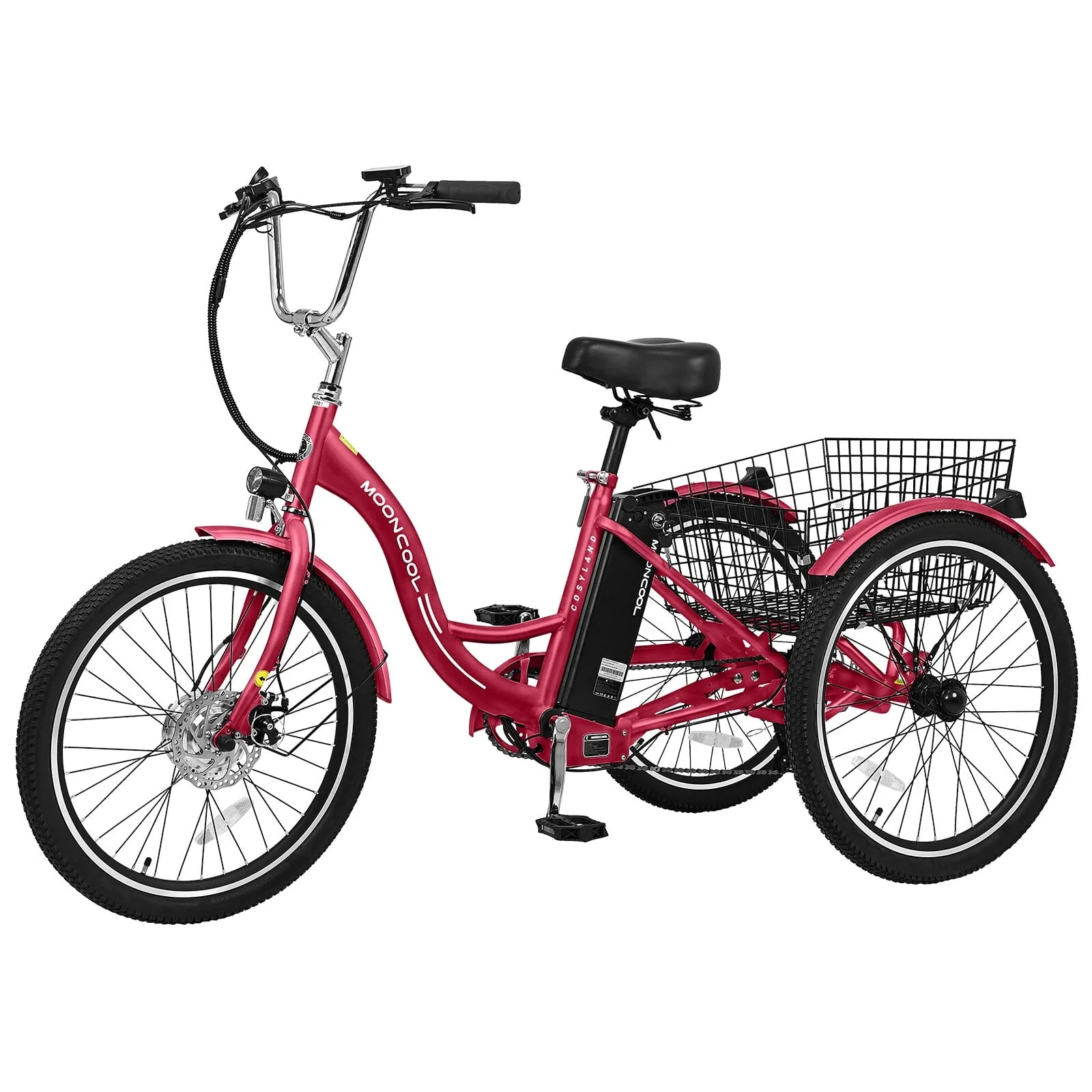 Lilypelle 24in Electric Tricycle with Basket, 350W, 36V 10.4Ah