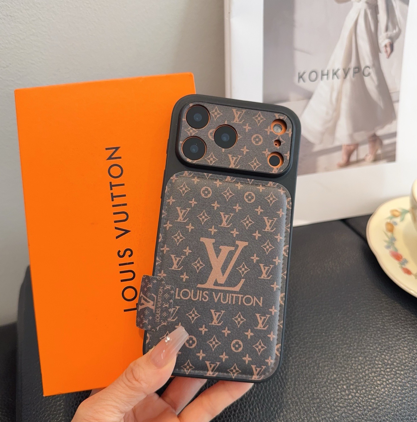 LV Starry Sky Series Case - iPhone 17 Style Convert, Embossed Glitter Full Coverage Precision Cutout