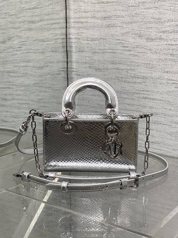 Lady D-Joy Bag Silver Python