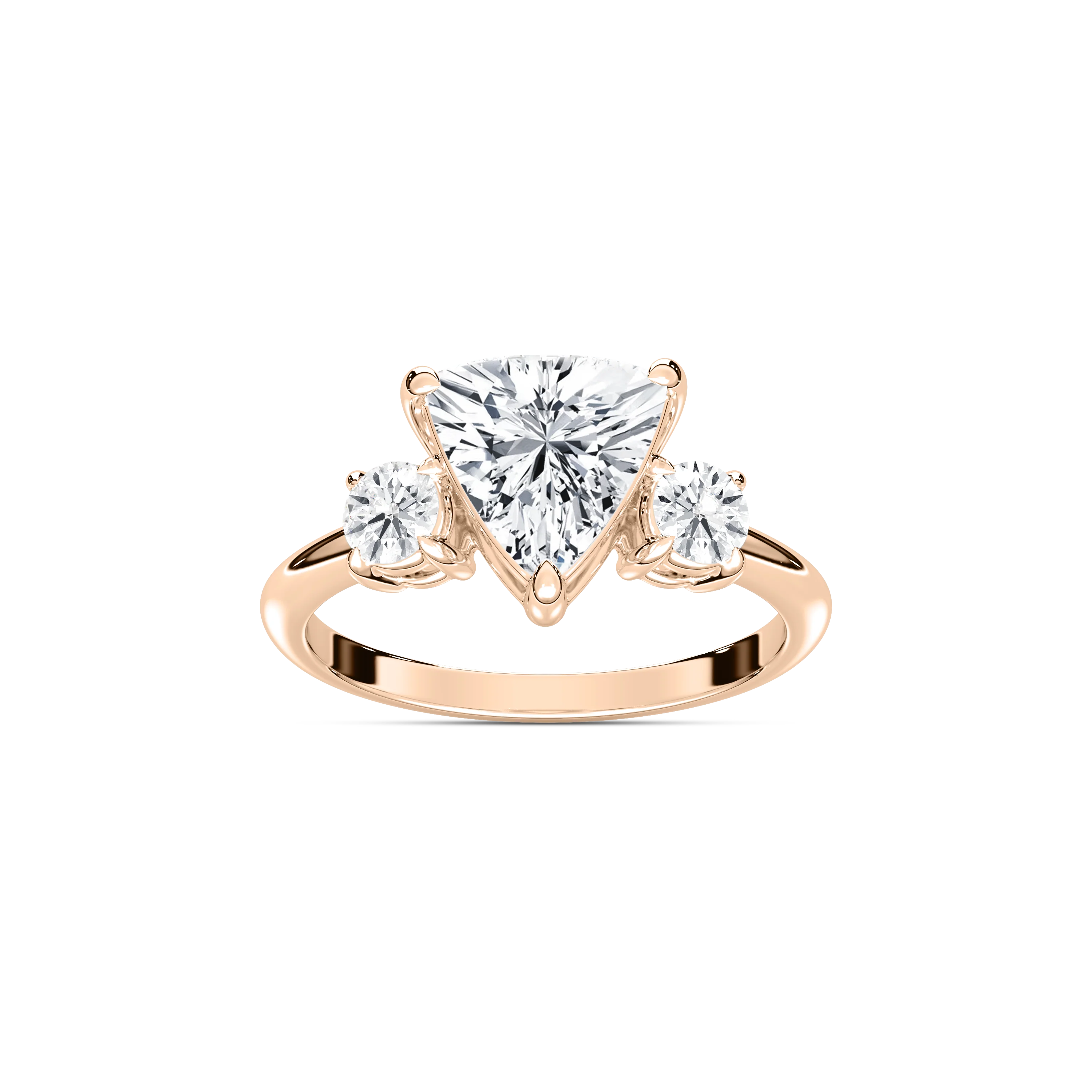 Prisha Trillion Lab Grown Diamond with Round Sides Three Stone Engagement Ring