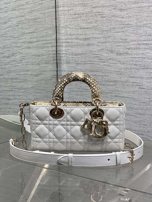 Lady Dior Bag Small White Crystal Handle