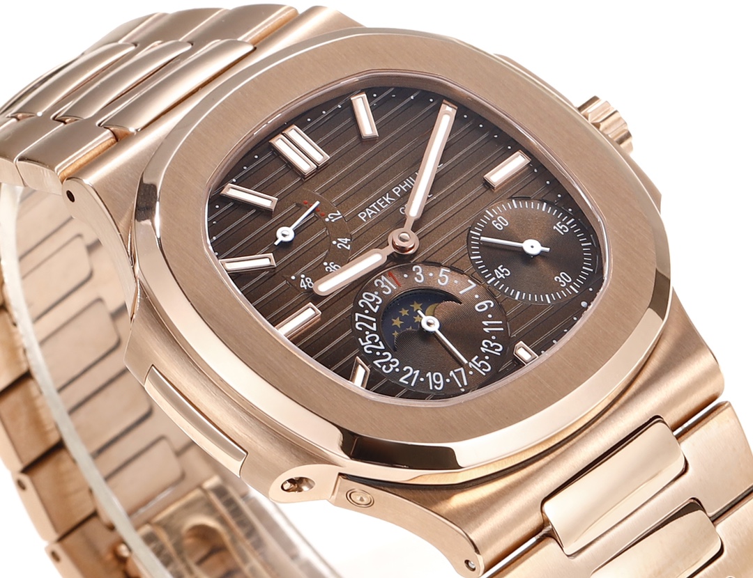 【Super Clone】Patek Philippe Nautilus Moon Phase Rose Gold Brown Sunburst 5712 1R 001 40MM