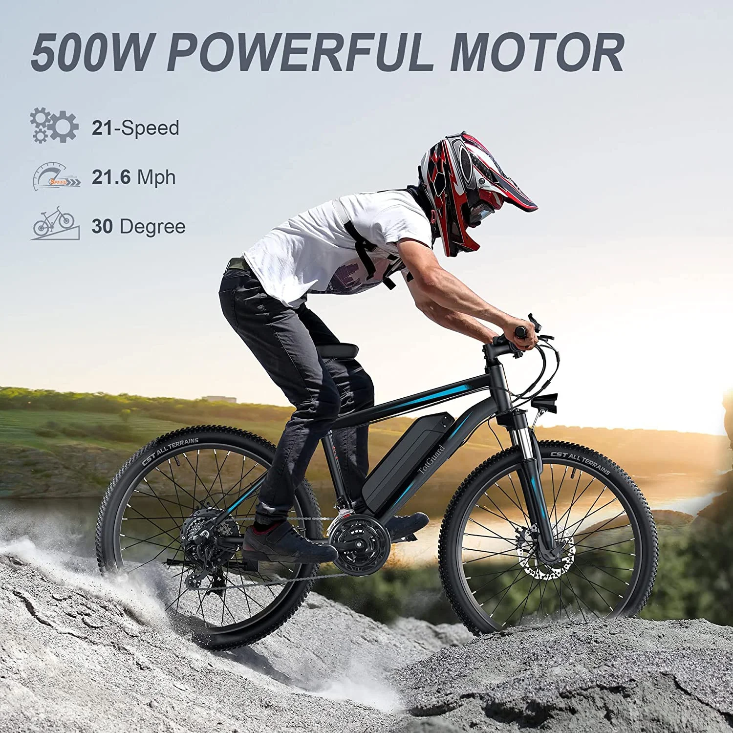 TotGuard 27.5in Electric Mountain Bike, 500W, 48V 10Ah