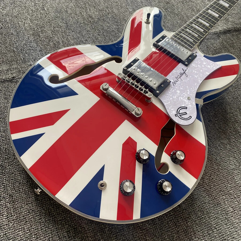 Electric Guitar Flag, Double F-holes, Hollow Body, Chrome Alloy Hardware, 6 strings