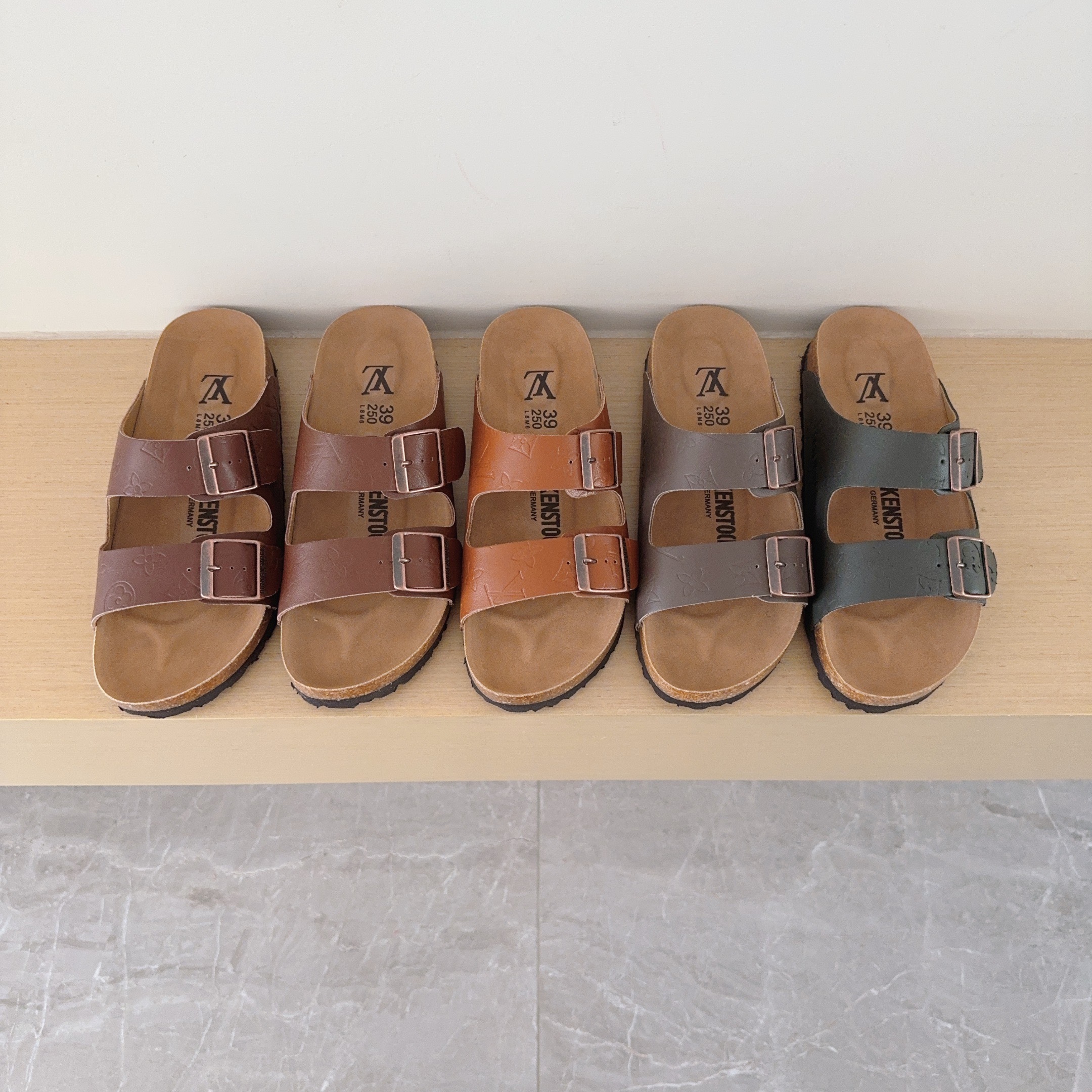 3 D Logo Birken-Style Two-Strap Sandals
