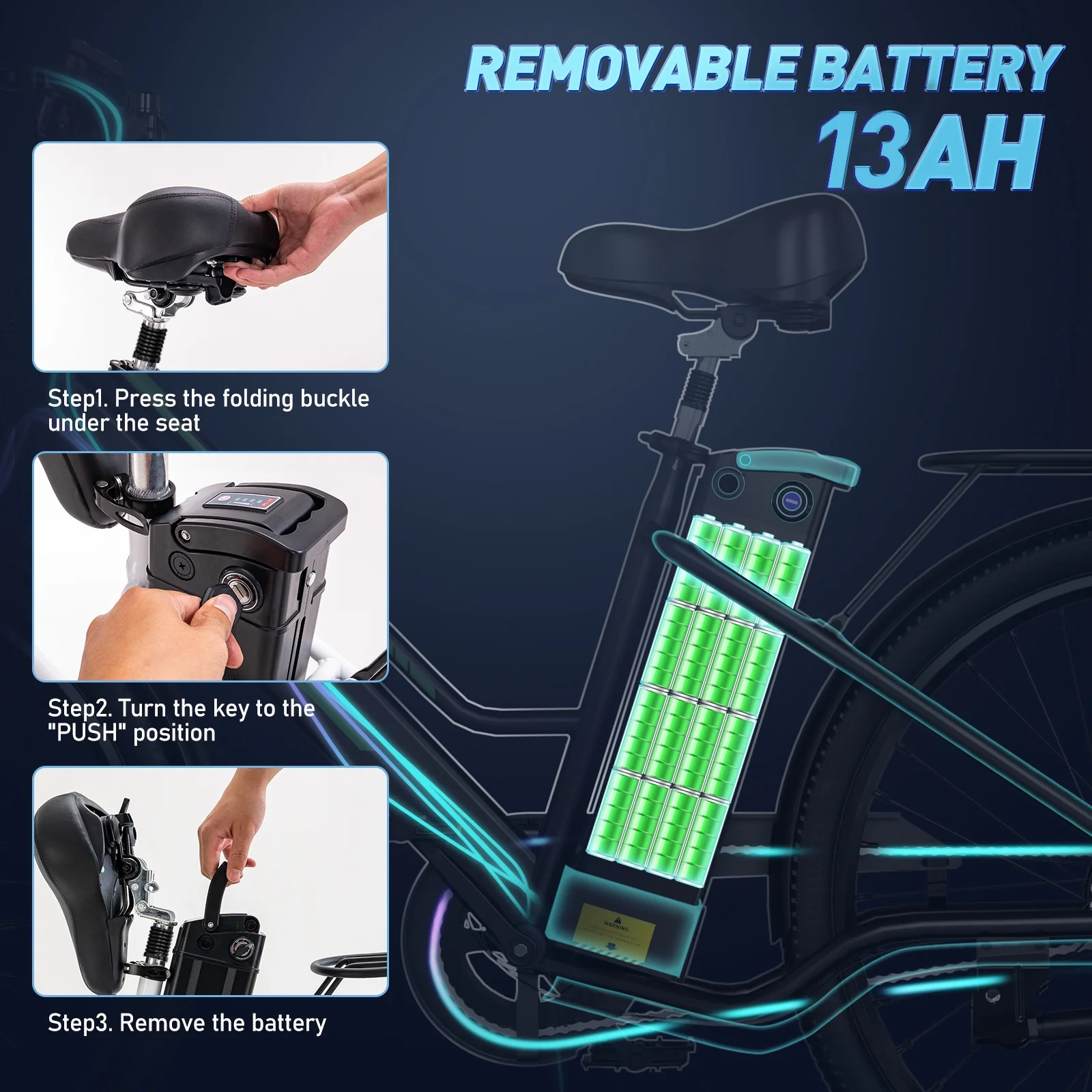 COLORWAY 26in Electric Bike, 500W, 36V 12Ah