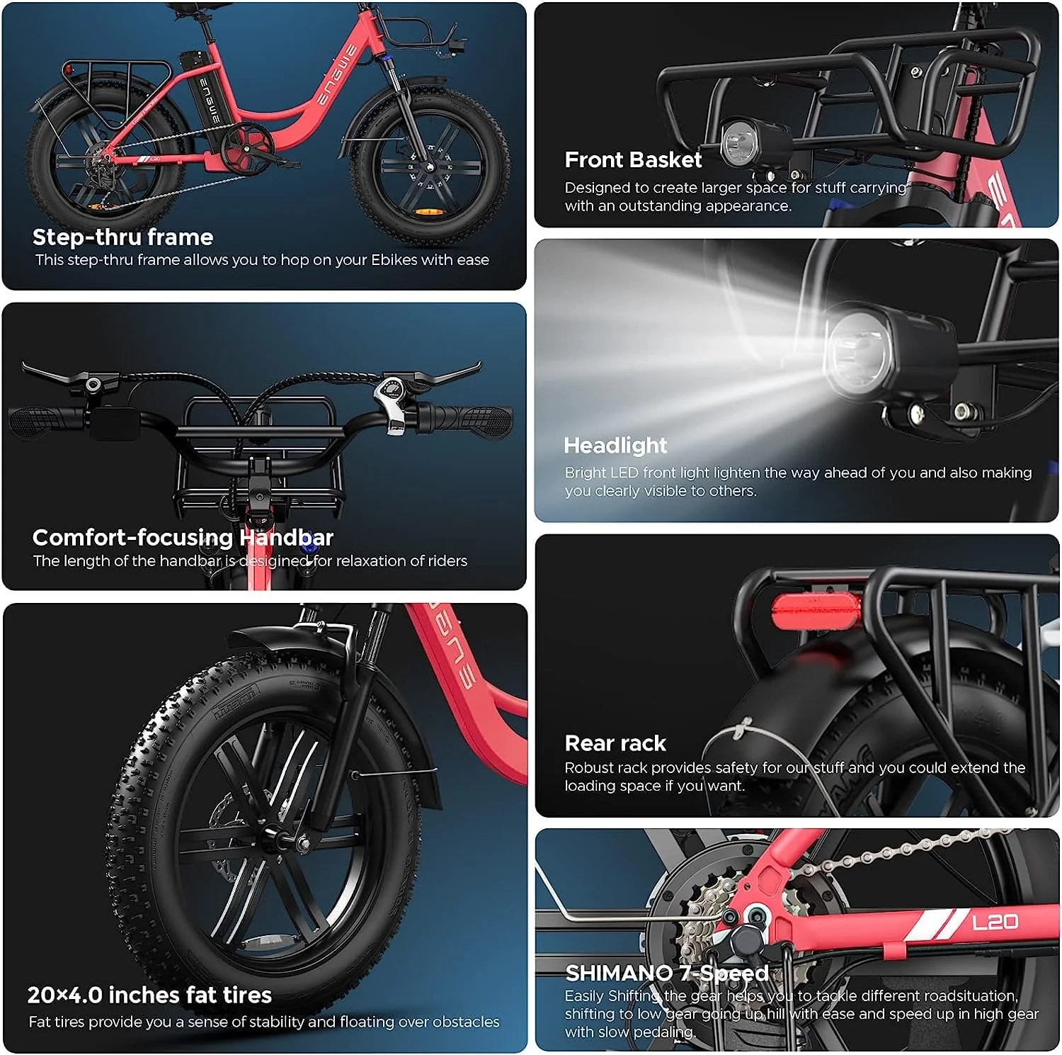 ENGWE L20 Fat Tire Electric Bike, 750W, 48V 13Ah