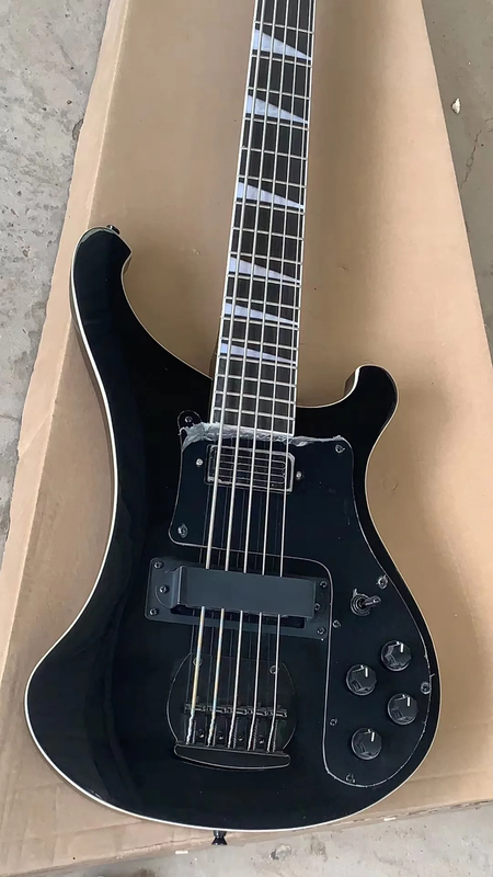 Factory Electric Guitar Bass Finish Gloss Black 5 String High Quality