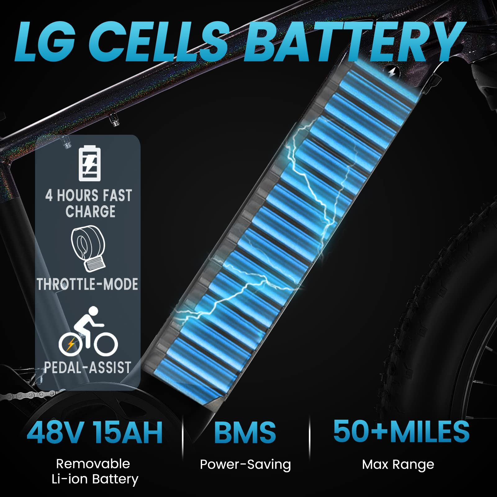 Electric Bike Adults 750W BAFANG Motor 48V 15Ah 26'' Fat Tire