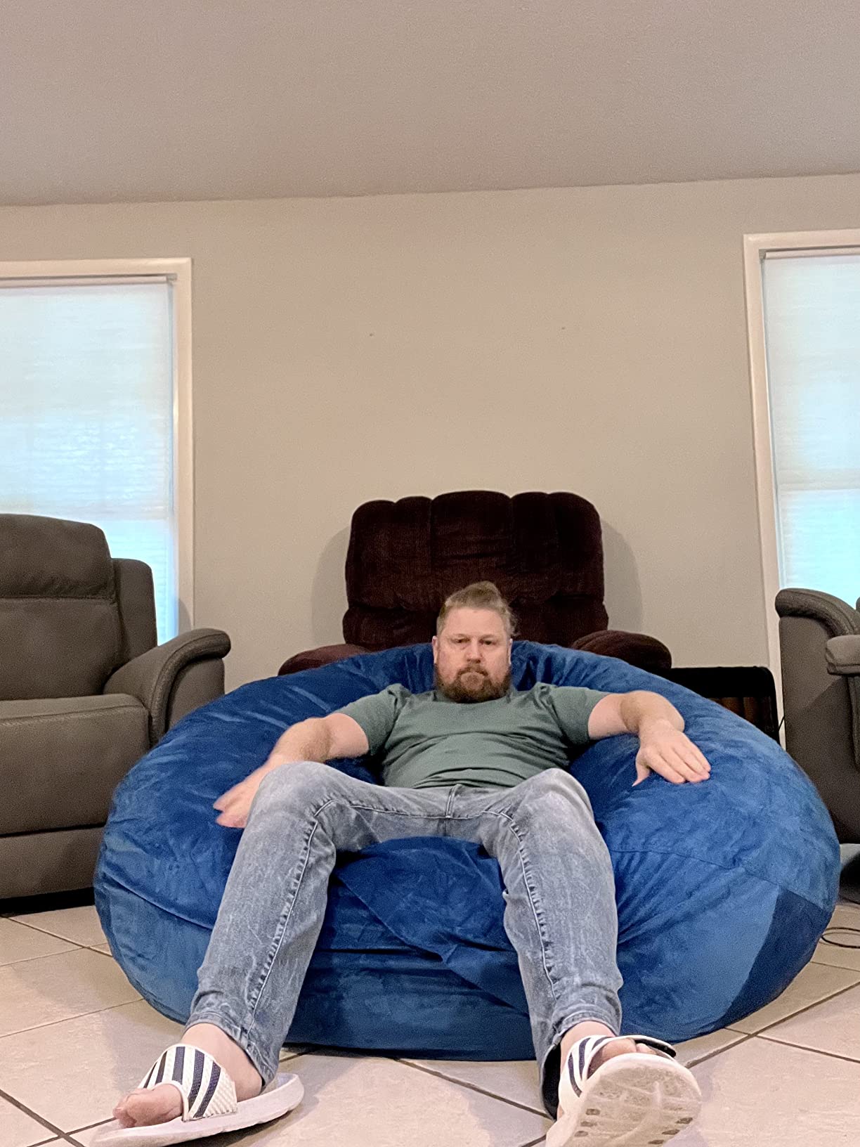 Giant 5' Memory Foam Furniture Bean Bag - Big Sofa with Soft