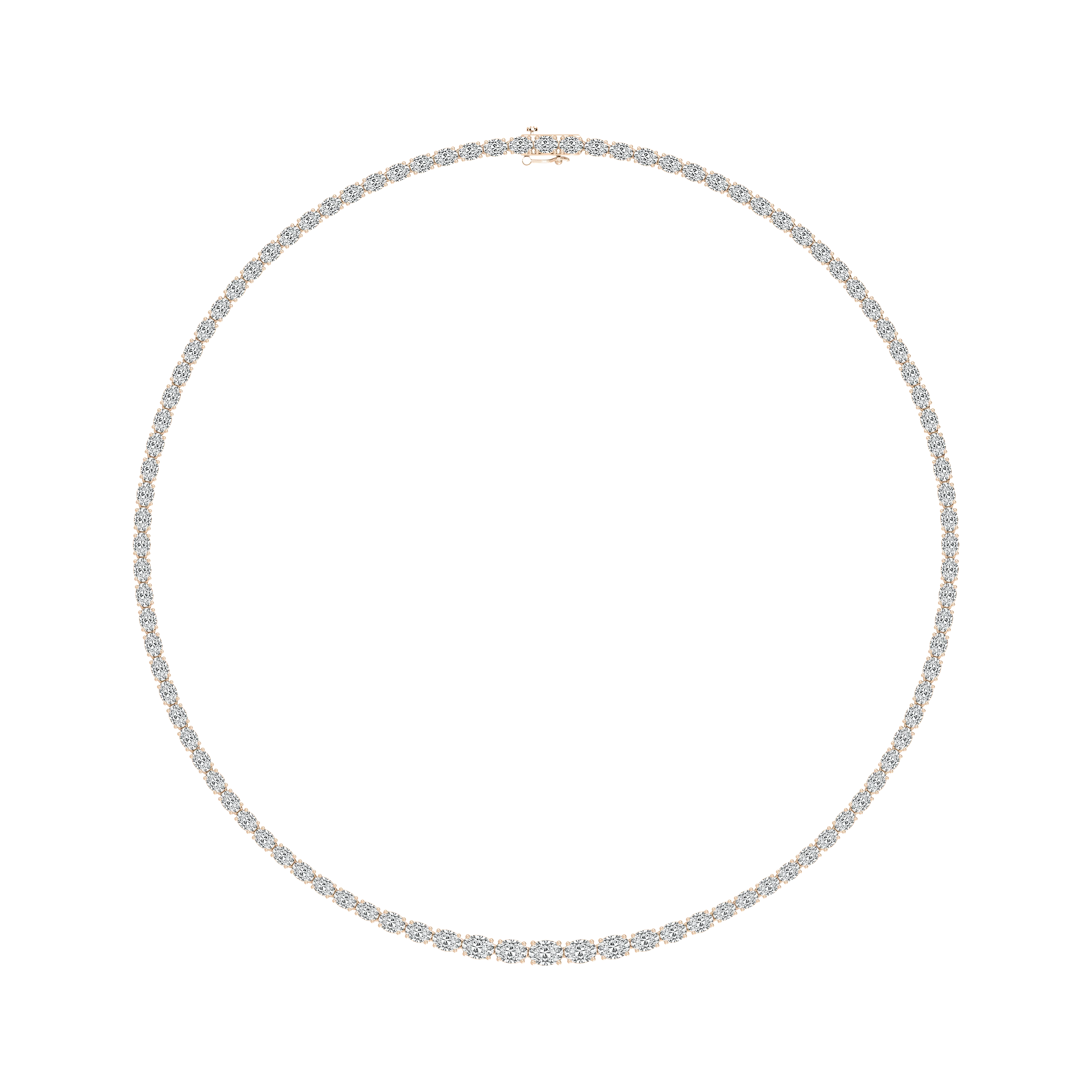 19 ⅞ ctw Oval Lab Grown Diamond East West Tennis Necklace - 18 Inches - Signature Collection