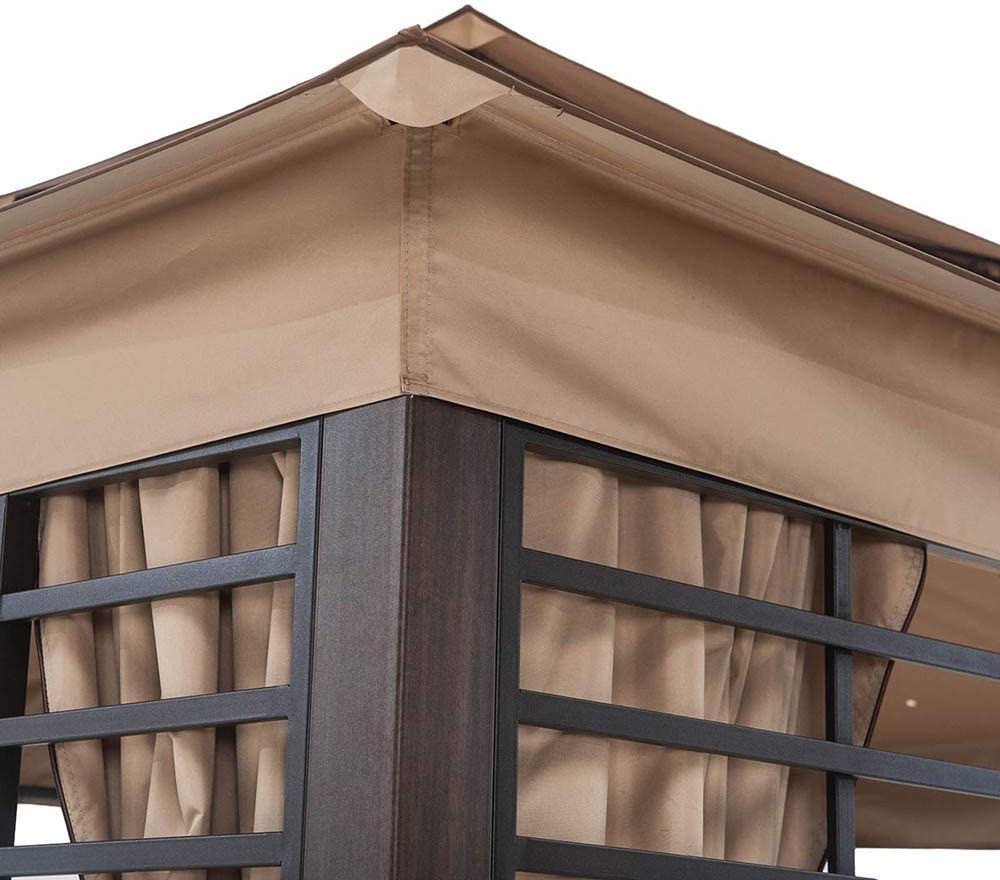Outdoor Patio Steel 2-Tier Soft Top Gazebo with Netting &