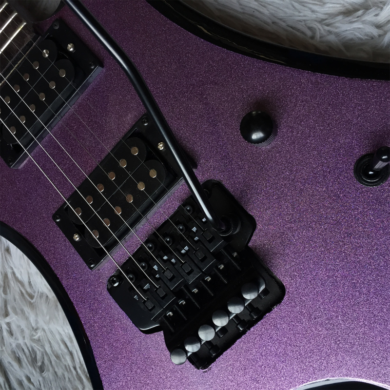 Special Shape Electric Guitar Purple Body Floyd Rose Bridge HPL Fretboard 2H Top