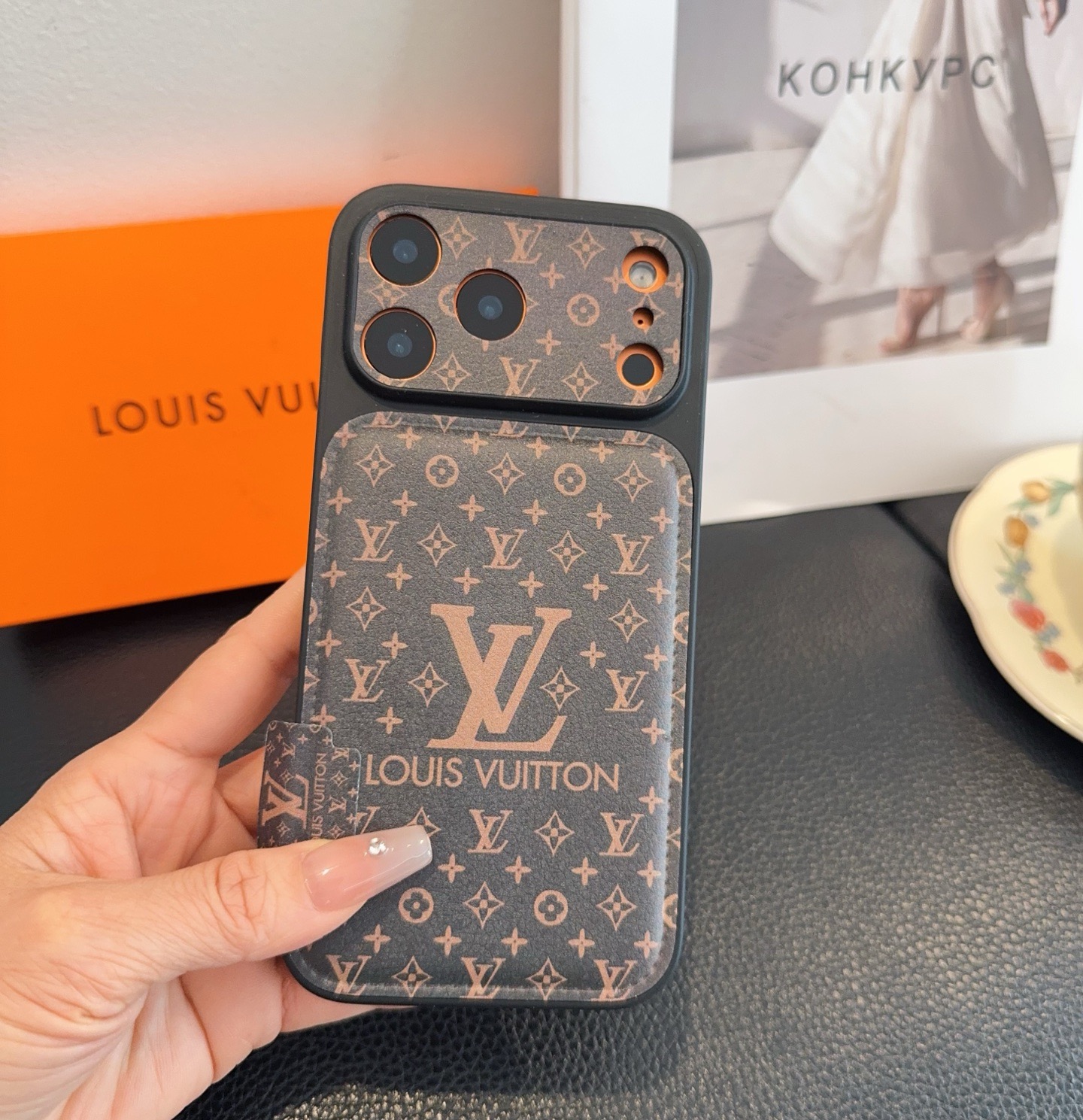 LV Starry Sky Series Case - iPhone 17 Style Convert, Embossed Glitter Full Coverage Precision Cutout