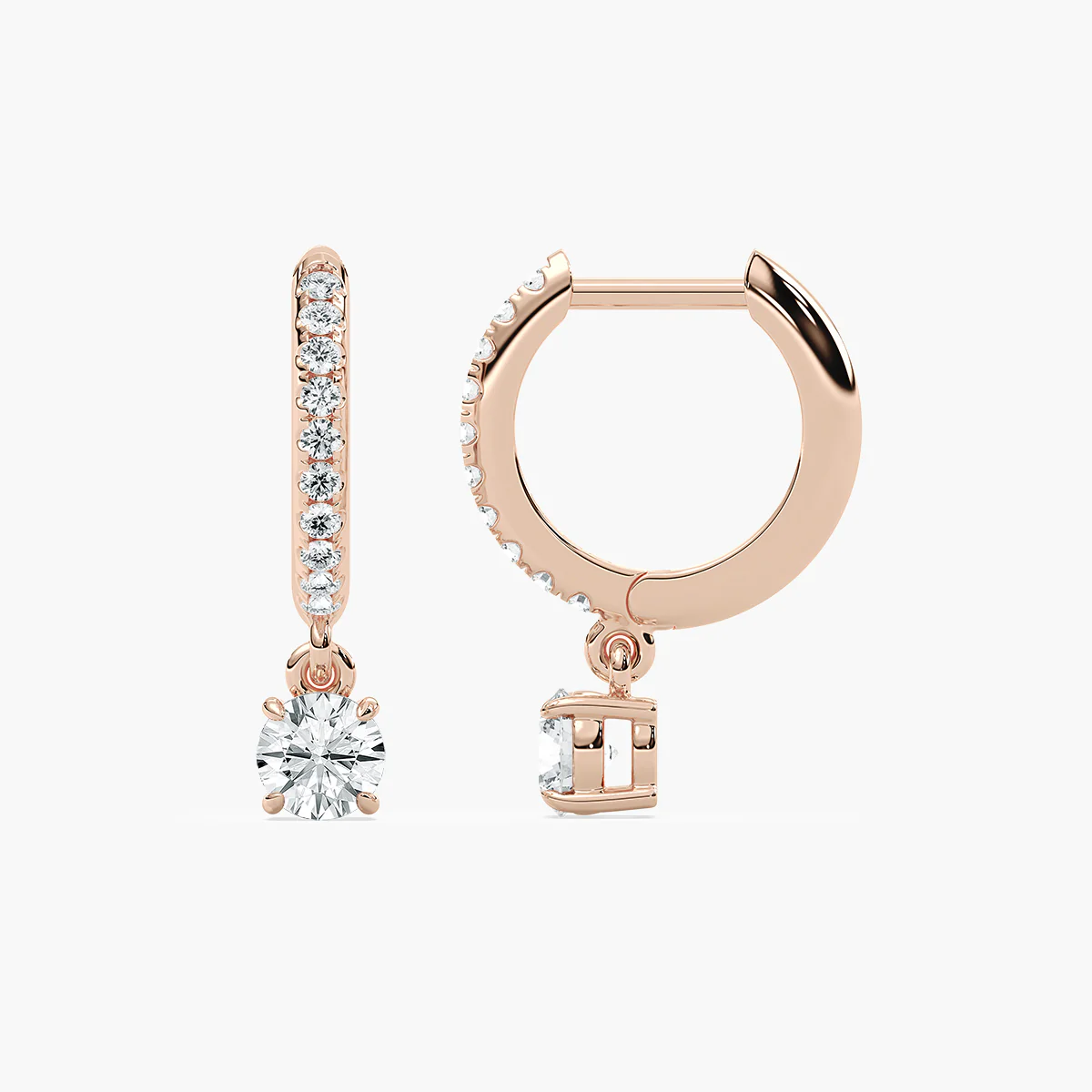 2/3 ctw Round Lab Grown Diamond Solitaire Drop Huggie Hoop Earrings