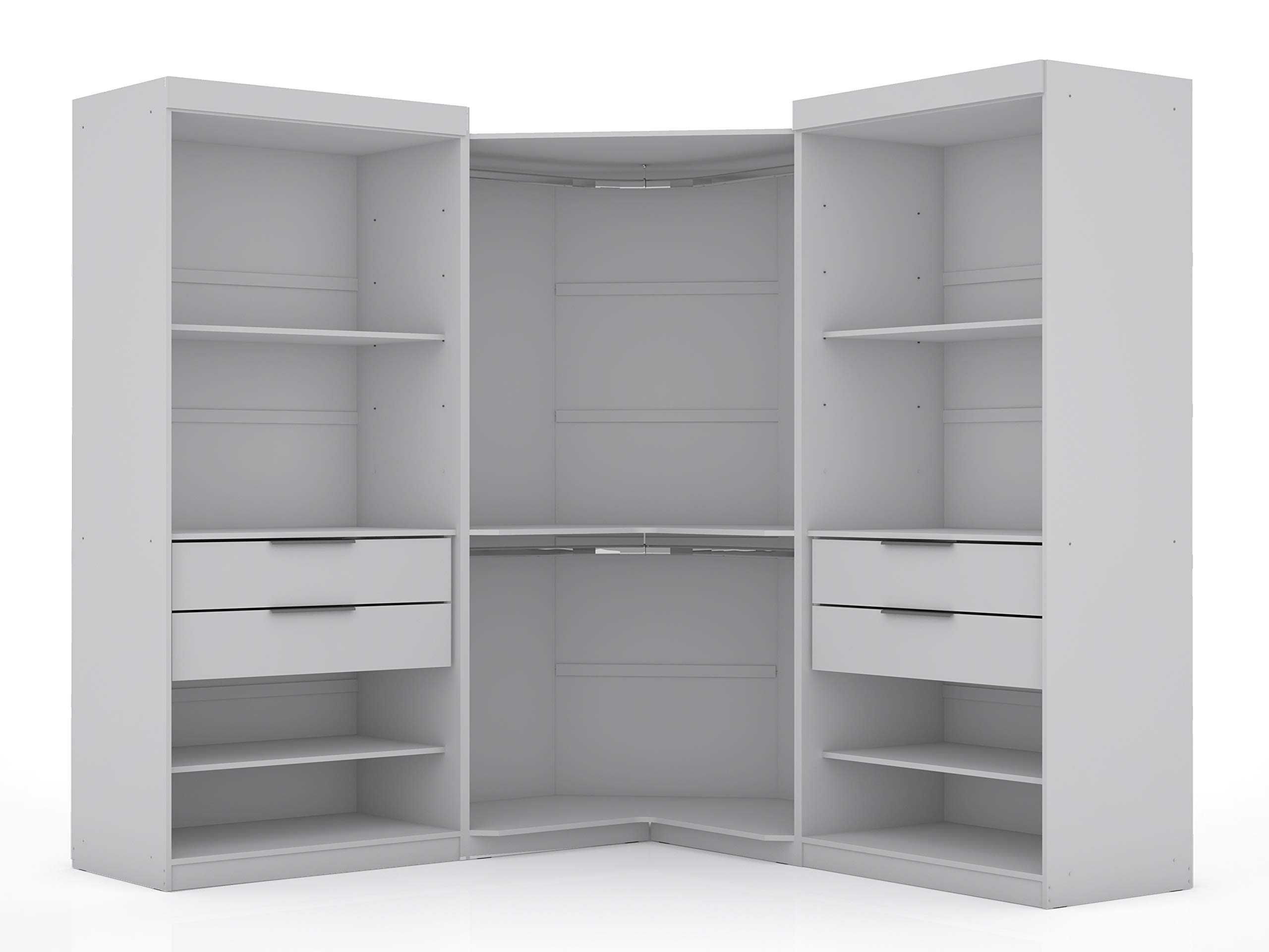 Mulberry Modern Open 3 Sectional Wardrobe Corner Closet with 4