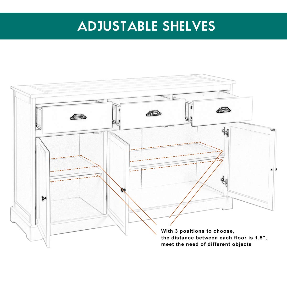 Sideboard Buffet Server Storage Cabinet Console Table Home