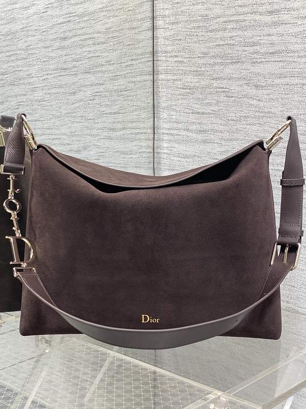 Dior Crescent Hobo Bag Large Brown Suede