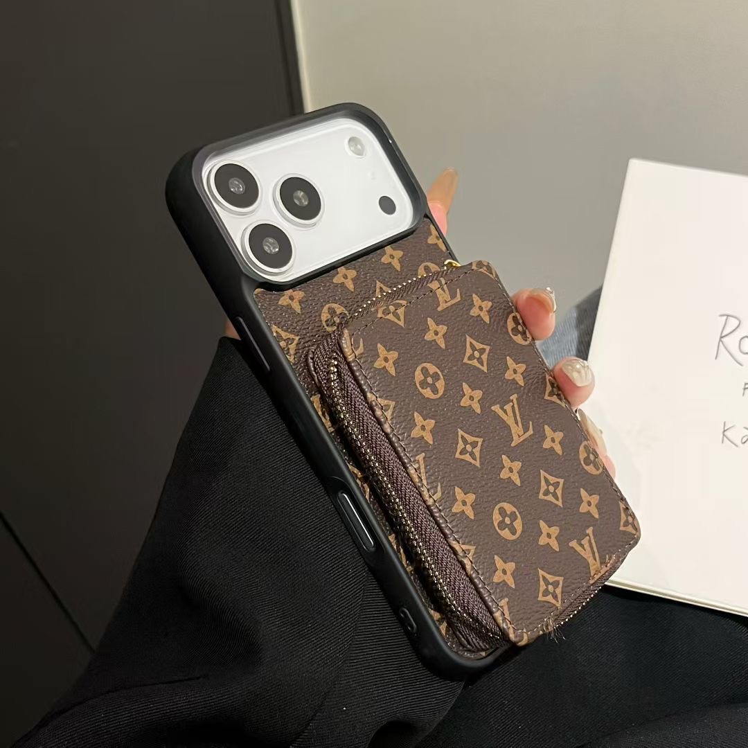 Louis Vuitton & Burberry Monogram Zipper Wallet Phone Case