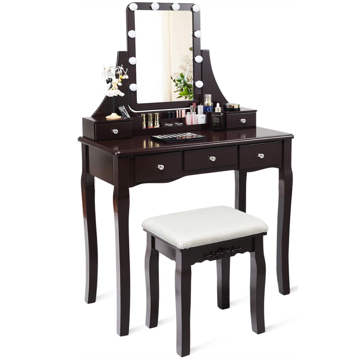 Vanity Set with Lighted Mirror
