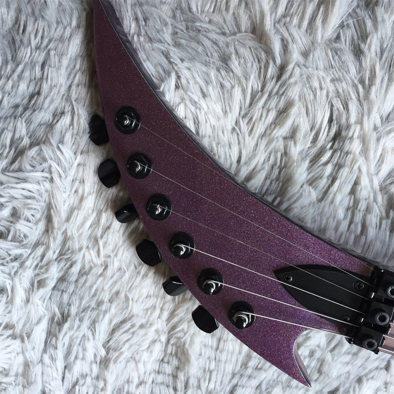 Special Shape Electric Guitar Purple Body Floyd Rose Bridge HPL Fretboard 2H Top