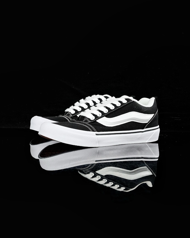 Vans Knu Skool Black White Canvas Chunky Sneakers