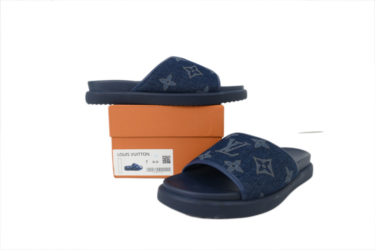 LOUIS VUITTON Slippers Blue Denim Fabric