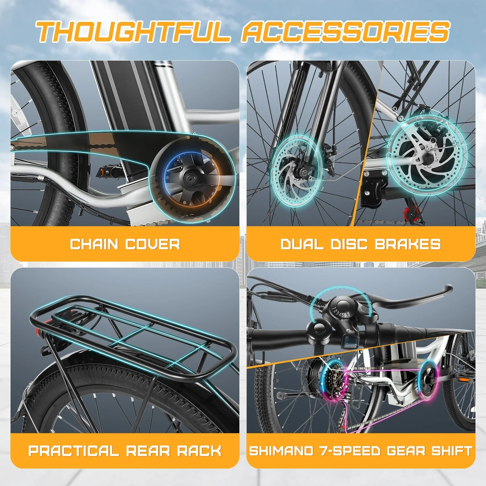 Gocio 26in Electric Hybrid Bike, 500W, 48V 7.8Ah